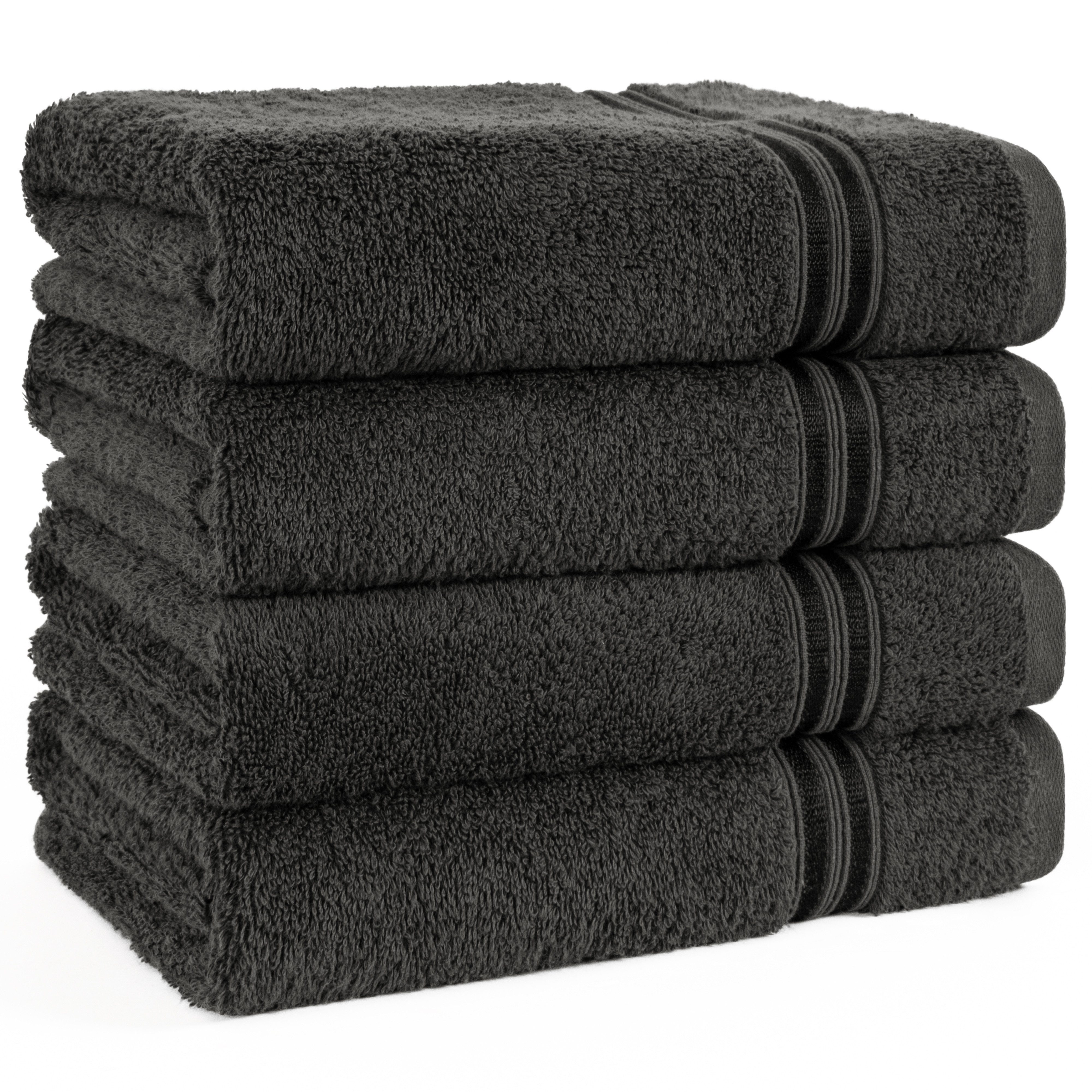HAMMETEX Handtuch Set 4er Set Handtücher 50x100 cm, 100% Baumwolle, Weich & Saugstark, Frottier (Set, 4-St), mit Bordüre, einfarbig, weich