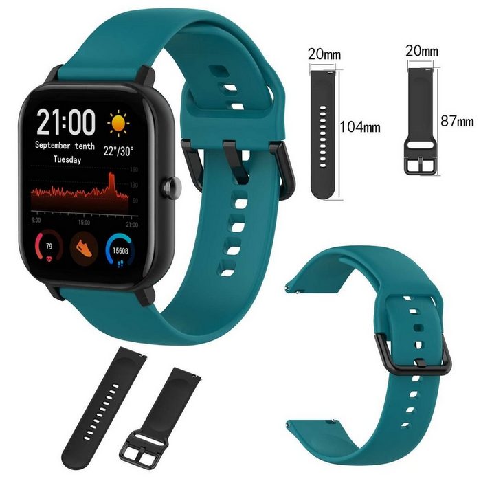 Wigento Smartwatch-Armband Für Amazfit GTS4 Mini Uhr Kunststoff / Silikon Armband Größe L Männer Ersatz Arm Band Grün