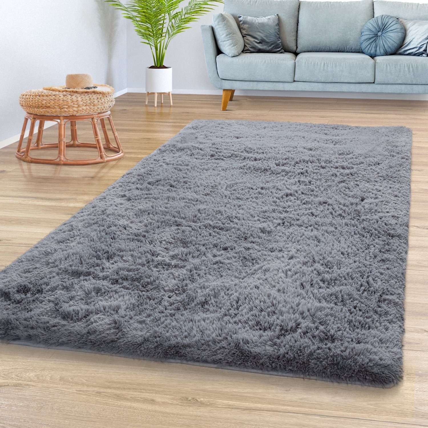 Hochflor-Teppich Teppich Wohnzimmer Hochflor Langflor Shaggy Weich, TT Home, Läufer, Höhe: 37 mm