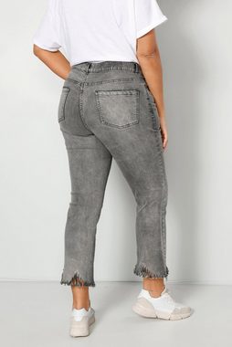 Angel of Style Regular-fit-Jeans 3/4-Jeans Flared Fit Fransensaum 5-Pocket