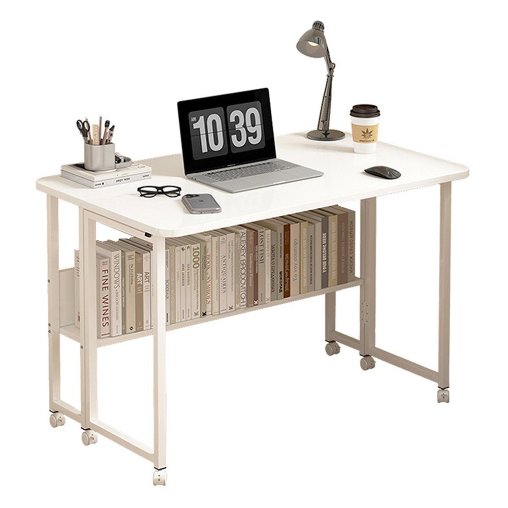 NUODWELL Schreibtisch Schreibtisch Faltbarer, klapptisch mit Rollen und Reg günstig online kaufen