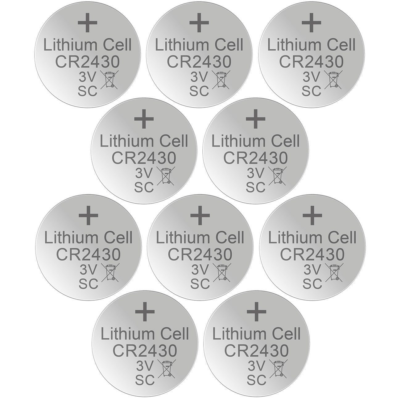 XCell 3V Lithium Knopfzellen Set CR2430 290 mAh für Smart-Home-Geräte Knopfzelle, (10 St), Hohe Kapazität (290 mAh), lange Lagerfähigkeit & kindersicher verpackt