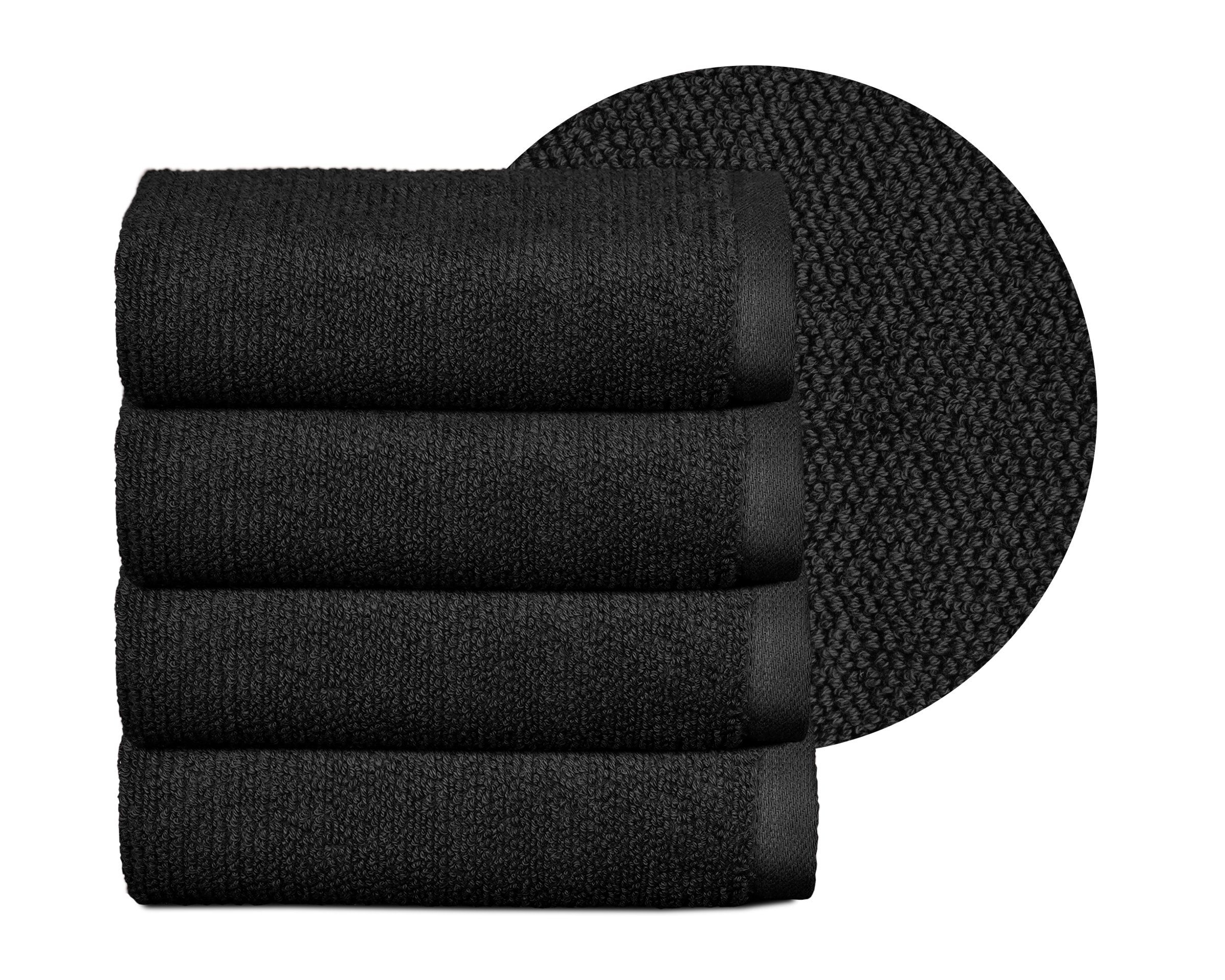 Handtuch Set, Set Handtuch aus in Europe, Beautex 550g/m) Frottier Frottier, 100% Schwarz (Multischlaufen-Optik, Premium Baumwolle Made Set