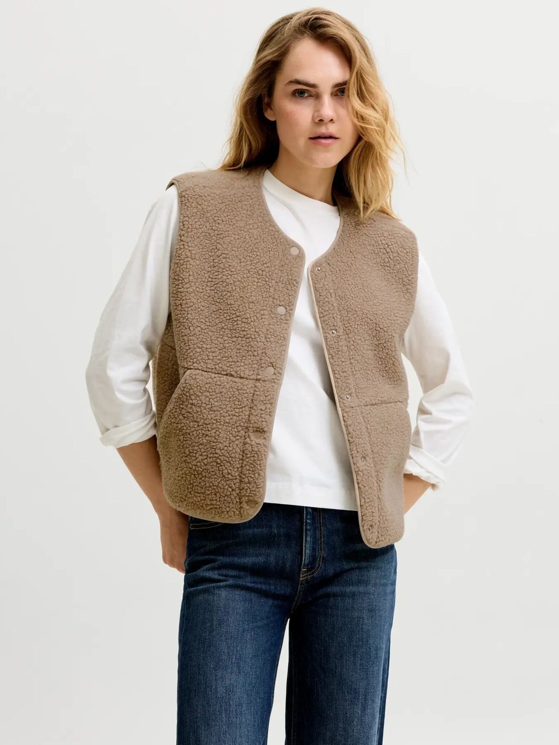 JJXX Plüschweste JXVERA (1-tlg) für einen lässigen Look in unifarben oder mit Leopardenmuster