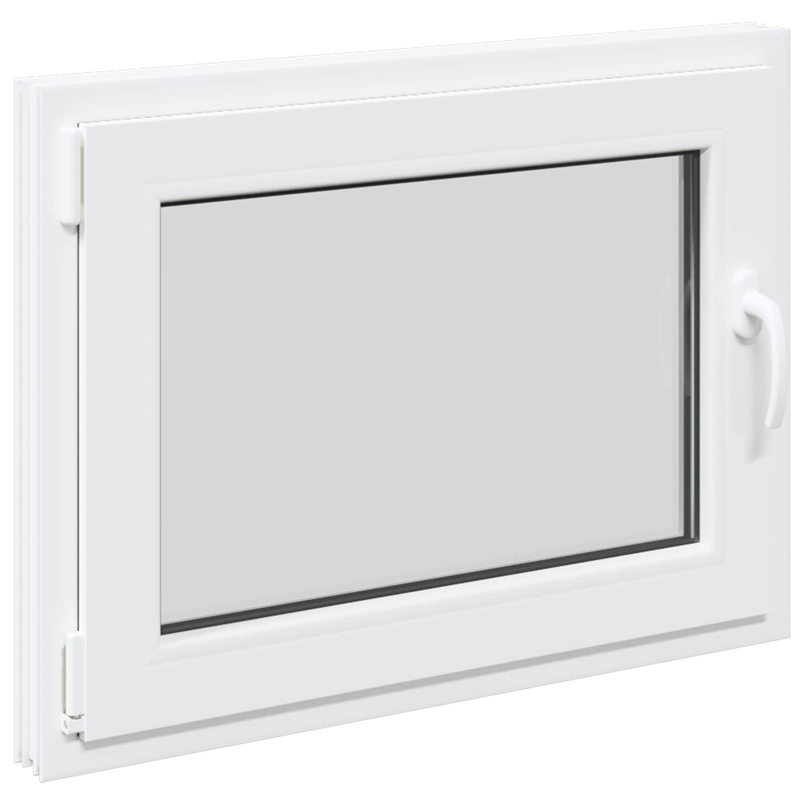 vidaXL Fenster Kellerfenster RISOR 80 x 50 cm PVC und Glas Weiß, (1 St)