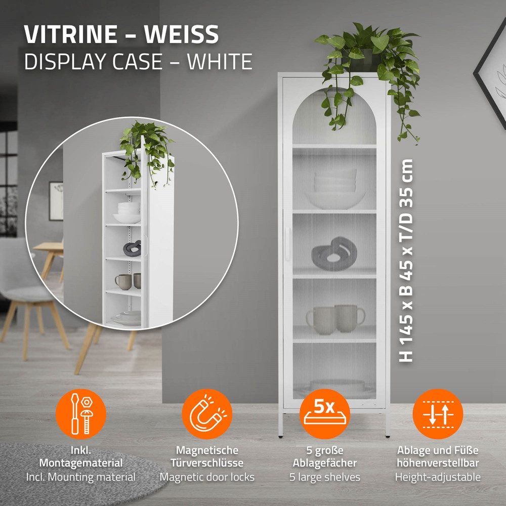 ML-DESIGN Vitrine Buffet Küchenschrank Vitrinenschrank Stahl Standvitrine m günstig online kaufen