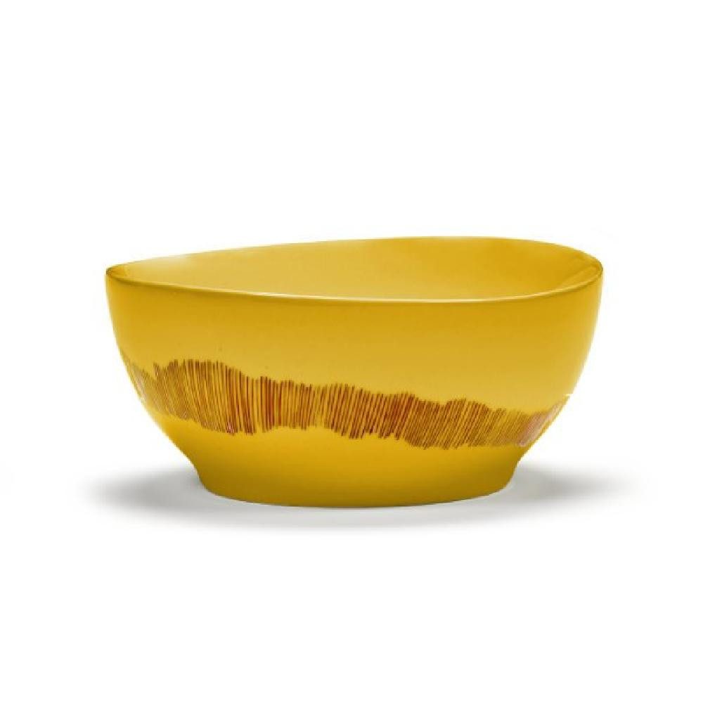 Serax Schüssel Schale Feast Sunny Yellow Swirl-Stripes Red (S)
