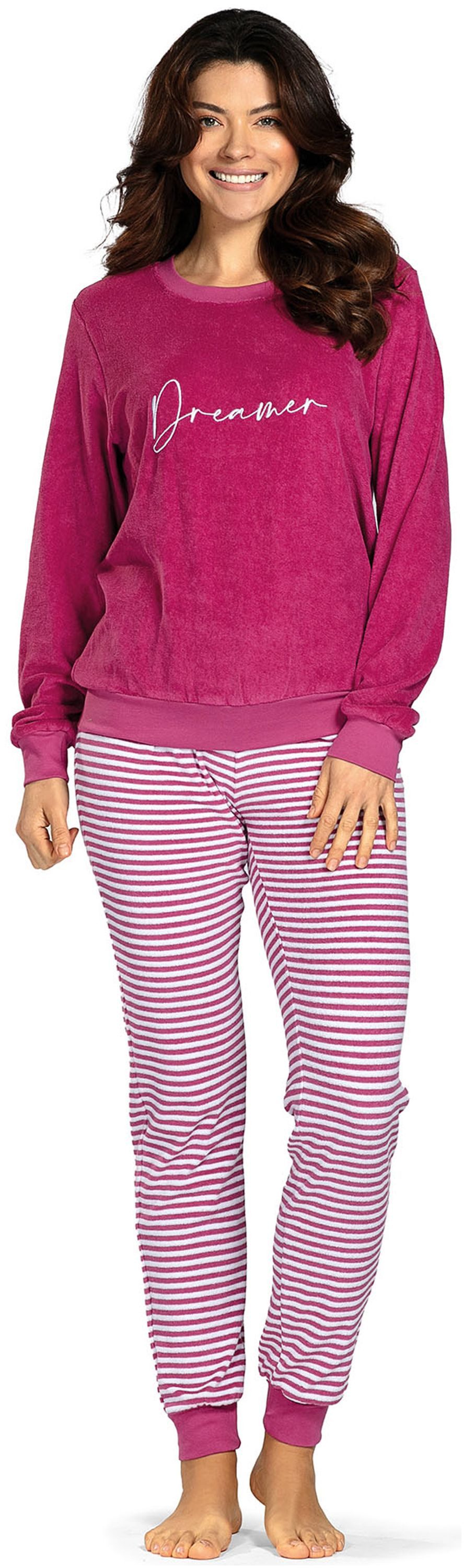 comtessa Schlafanzug Lovely Dreams (Set, 2 tlg., 2-teilig) Damen Pyjama lang Baumwolle Langarm Frottee große Größen