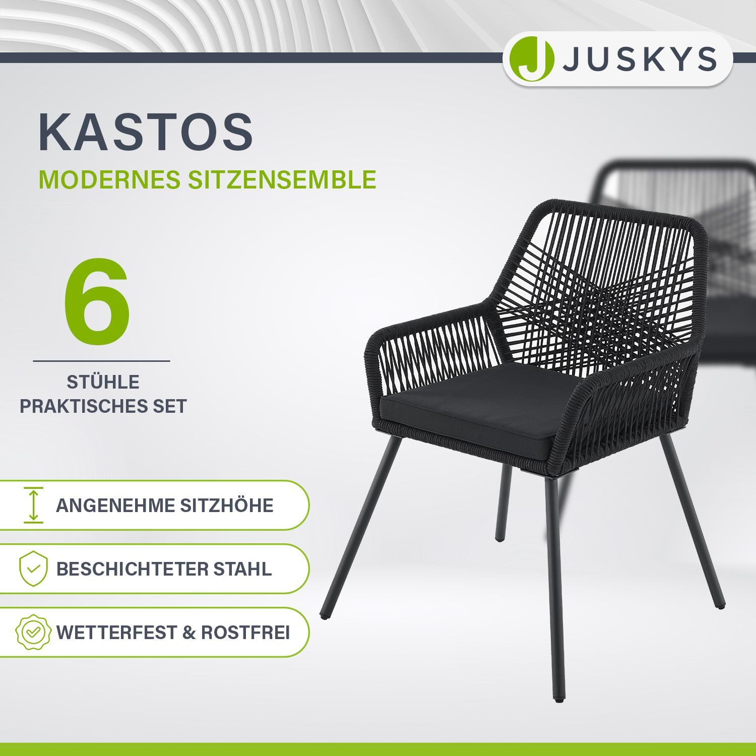 Juskys Gartenstuhl Kastos (6 St), Gartenmöbel günstig online kaufen
