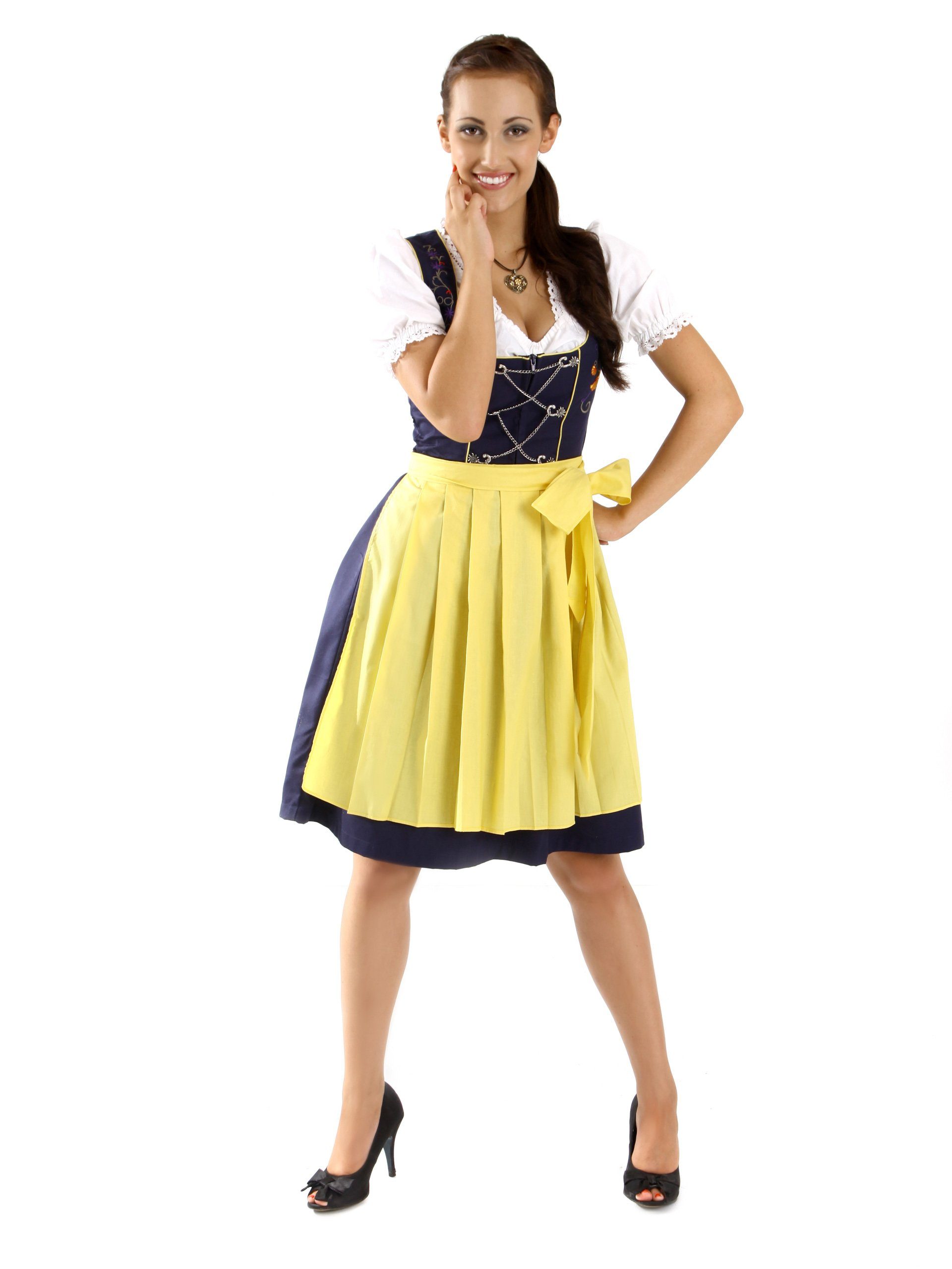 ALMBOCK Dirndl Mini Dirndl Fiona (3-tlg) blau-gelb mehr