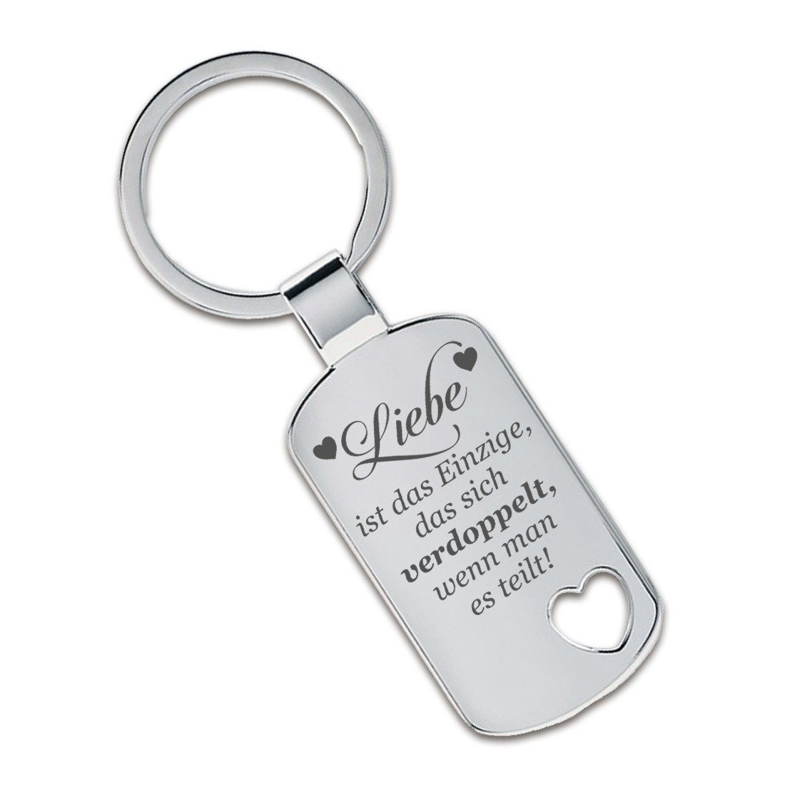 Lieblingsmensch Schlüsselanhänger Liebe ist das Einzige... - ein tolles Geschenk &Glücksbringer (Schlüsselanhänger mit Gravur, inklusive Schlüsselring), Robuste und filigrane Lasergravur