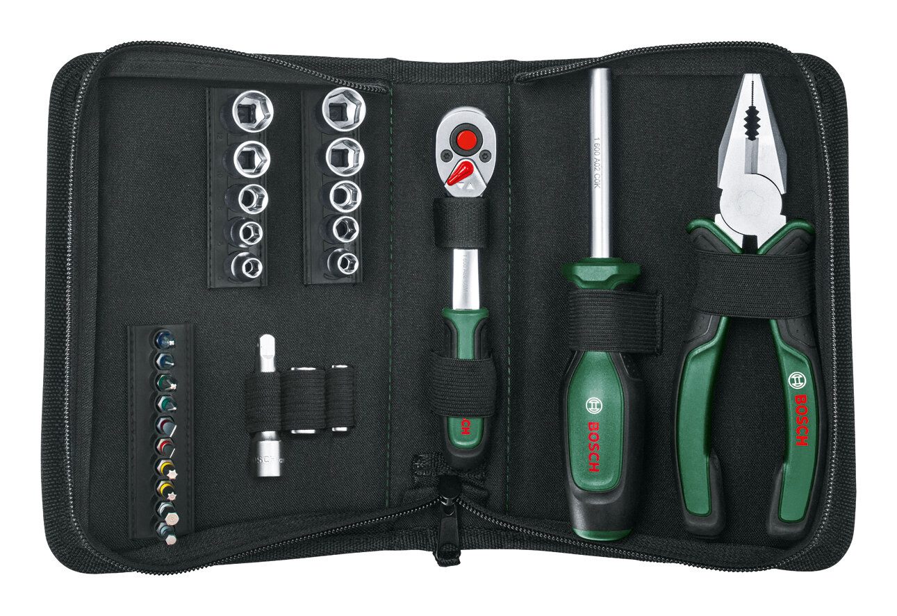 Bosch Home & Garden Akku-Bohrschrauber EasyDrill 18V-40, 18 V, Mit 1x Akku 2 Ah, Mobility Werkzeug-Set 26 tlg. plus Gratis-Starter