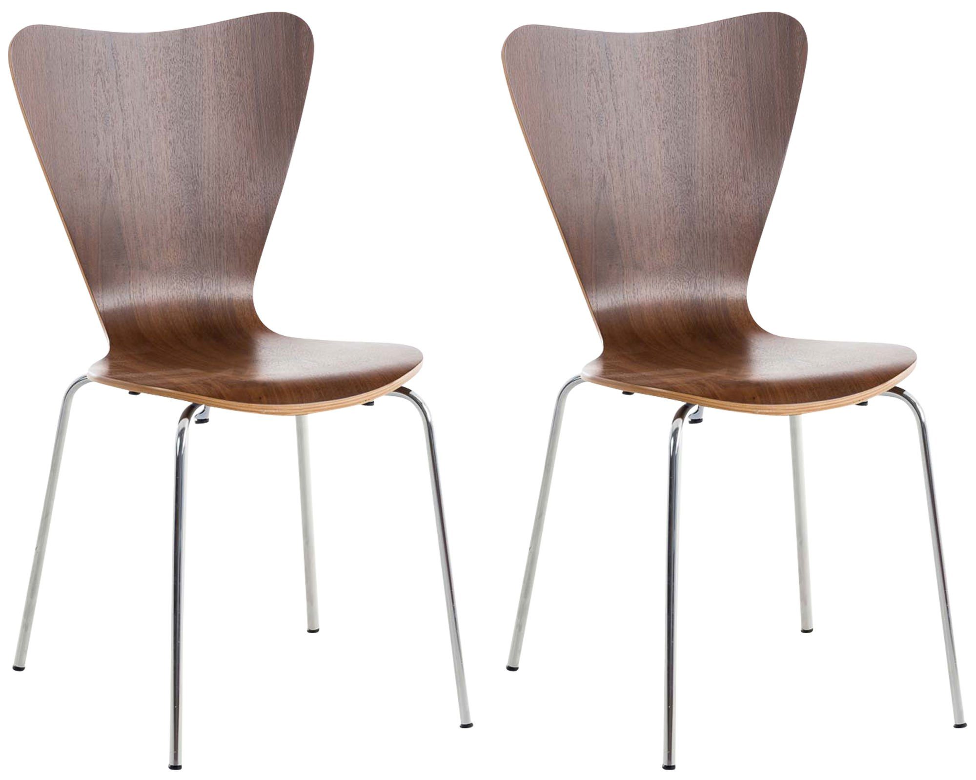 Warteraumstuhl Calisso 2 (Besprechungsstuhl Holz ergonomisch - Messestuhl, Sitzfläche: geformter TPFLiving St), Konferenzstuhl Sitzfläche - Walnuss - - Gestell: Besucherstuhl Metall mit chrom