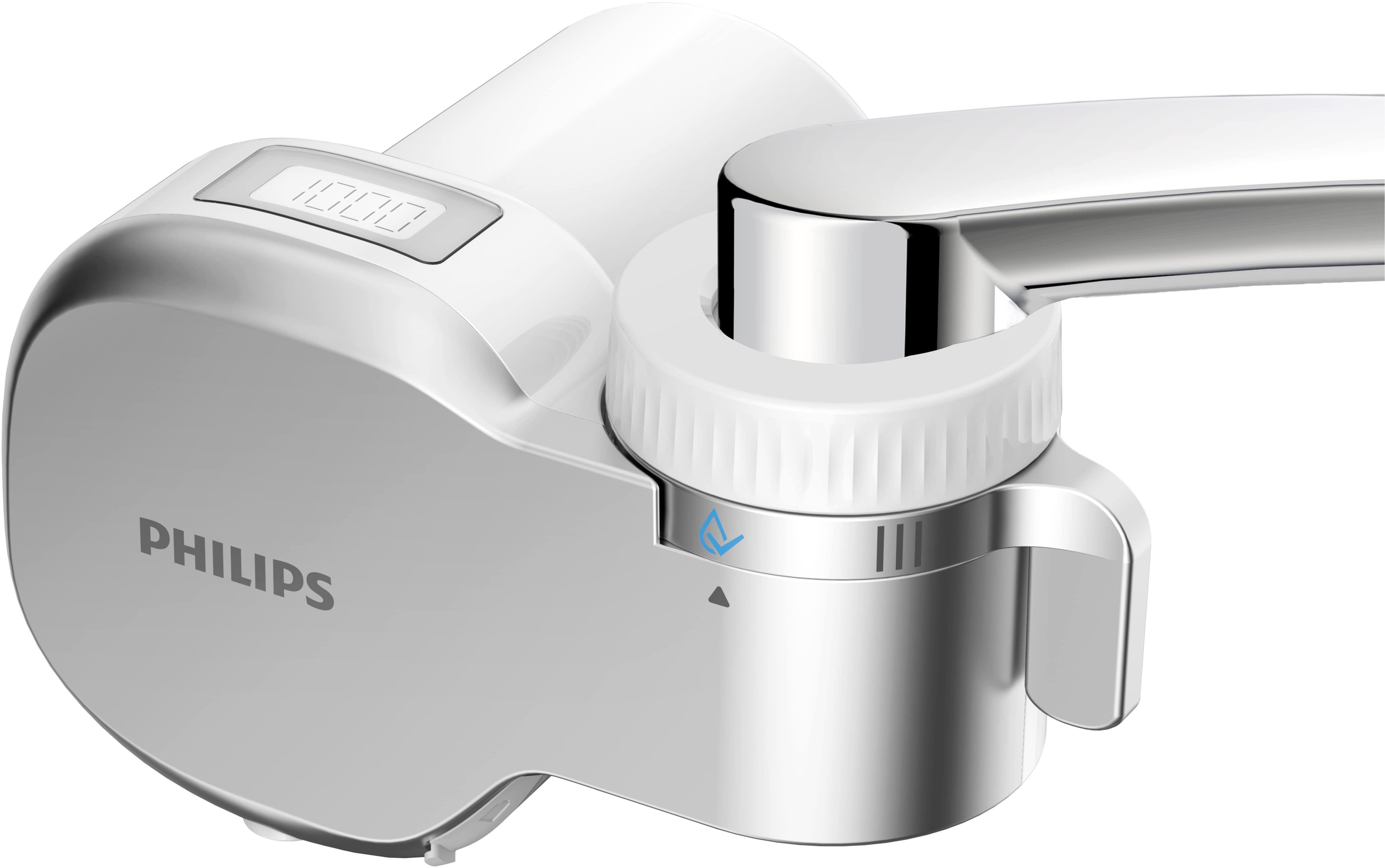 Philips Wasserhahnfilter Philips Ontap Wasserhahn-Filter mit Display inkl. 3 Ersatzfilter, Zubehör für X-Guard AWP305 & X-Guard Ultra AWP315, Verbessert den Wassergeschmack, reduziert Verunreinigungen & Sedimente