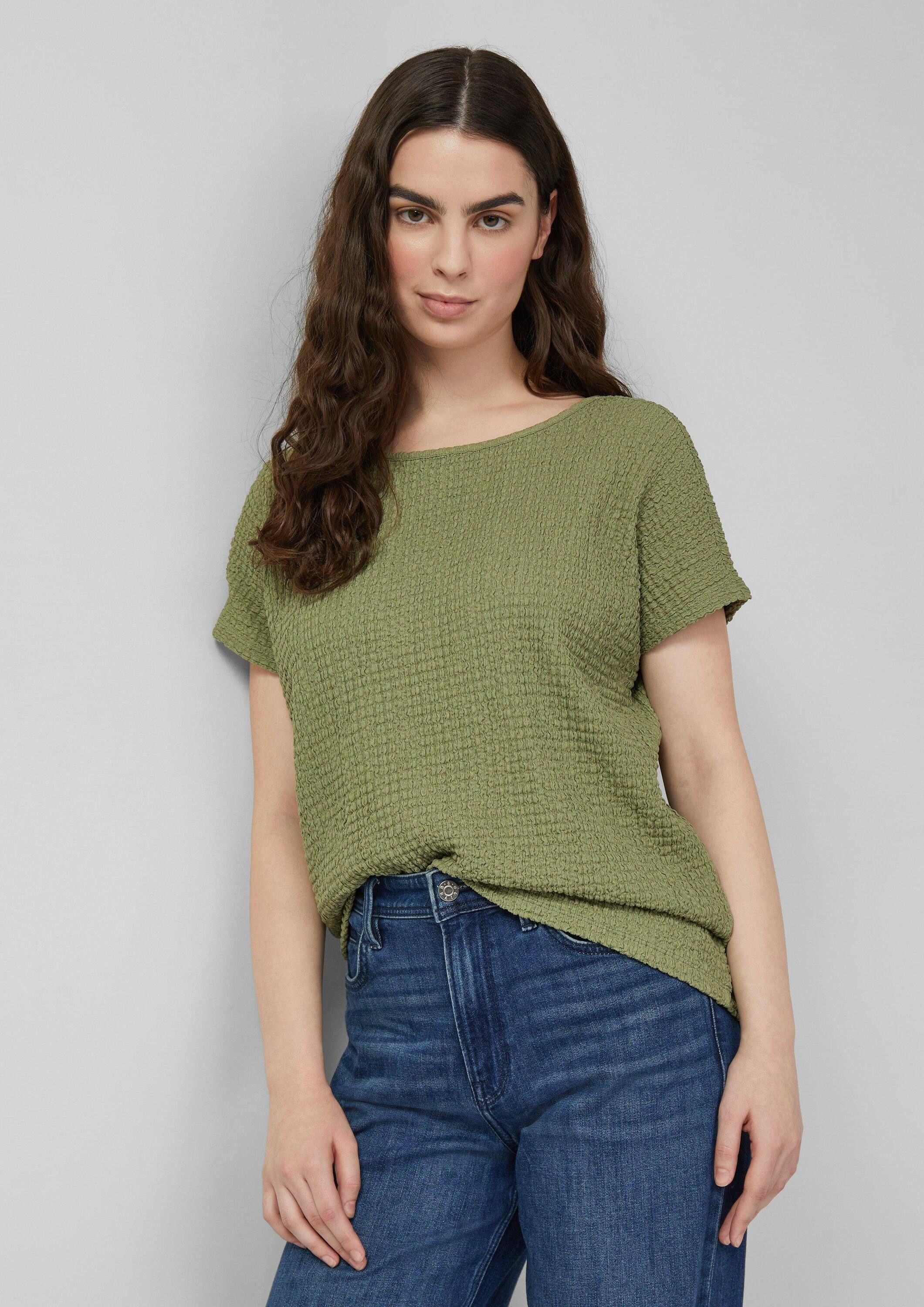 s.Oliver Kurzarmshirt T-Shirt T-Shirt aus Strukturjersey mit überschnittenen Schultern
