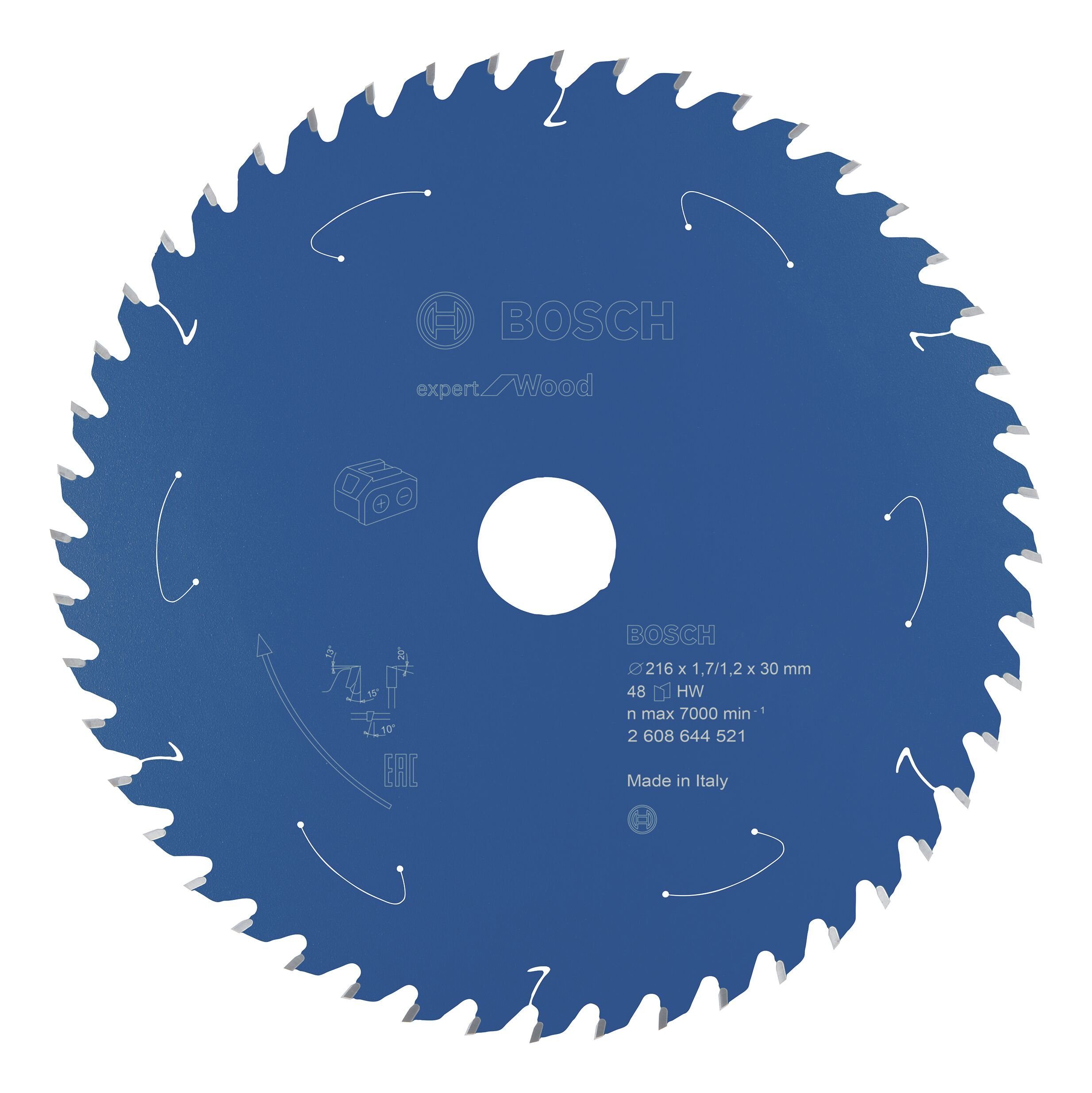 BOSCH Kreissägeblatt, Expert Akku for Wood, 216 x 1,7/1,2 x 30, 48 Zähne, für Tischsägen