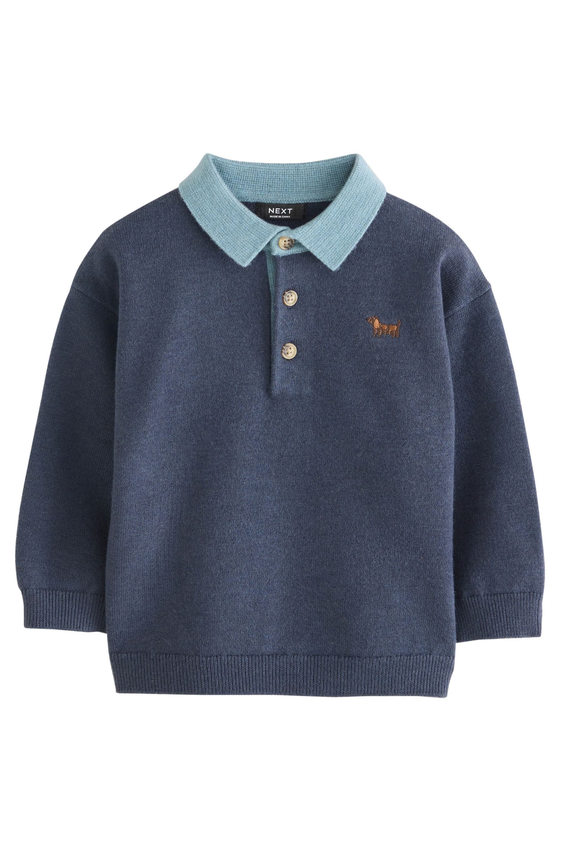 Next Polokragenpullover Strick-Poloshirt mit geknöpftem Kontrastkragen (1-tlg)