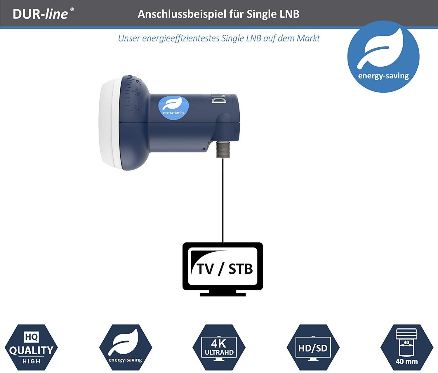Blue 1 DUR-line Premium-Qualit Single - DUR-line Universal-Single-LNB ECO - Stromspar-LNB Teilnehmer