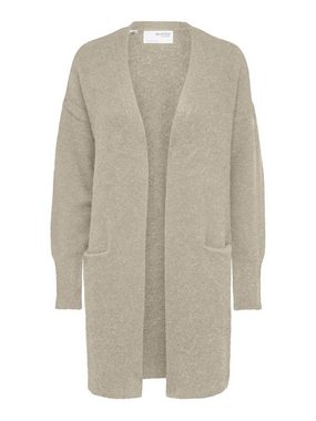 SELECTED FEMME Cardigan Lange Strickjacke mit Taschen Stretch Casal Cardigan SLFLULU 4994 in Beige-2