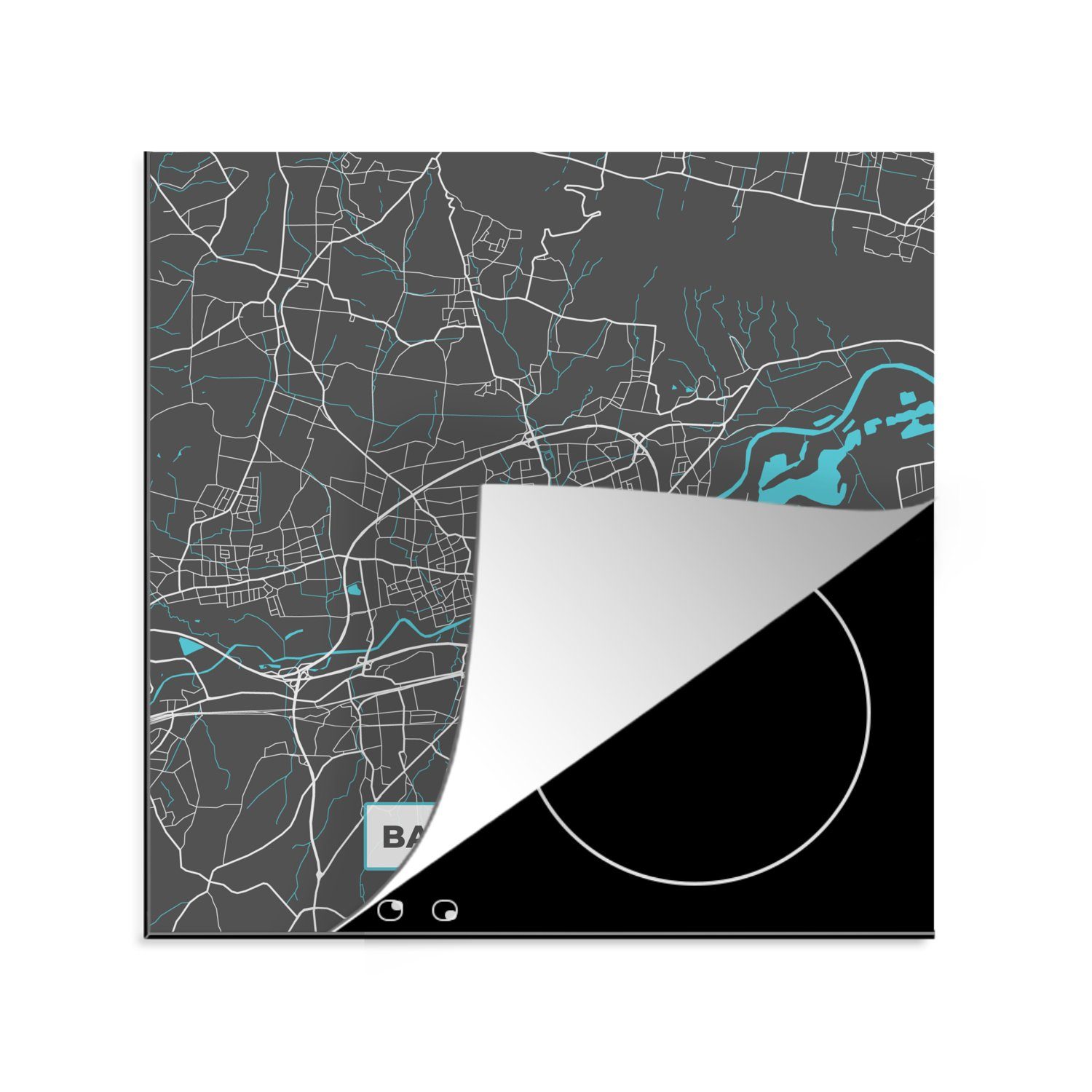 Deutschland - Blau, (1 - Ceranfeldabdeckung, tlg), küche - Stadtplan Arbeitsplatte cm, 78x78 Bad Karte MuchoWow Oeynhausen Herdblende-/Abdeckplatte - Vinyl, für