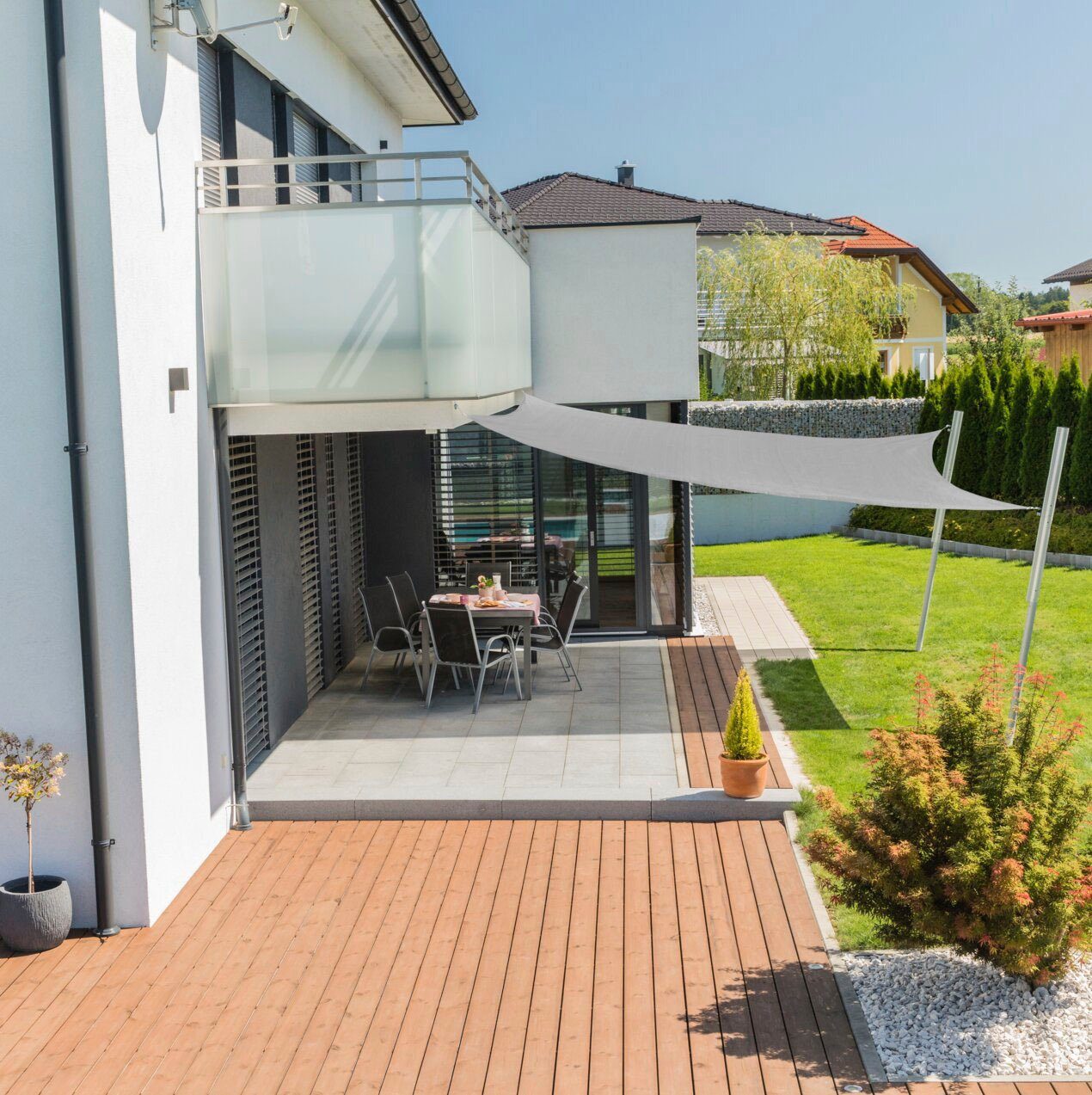 Windhager Capri Square Sun Shade Sail, 5x5m, grey