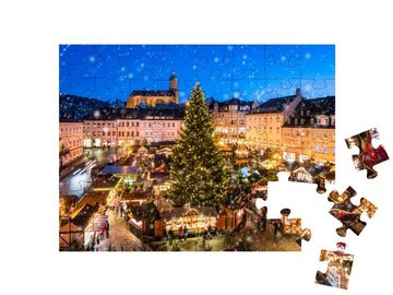 puzzleYOU Puzzle Weihnachtsmarkt in Annaberg-Buchholz im Erzgebirge, 48 Puzzleteile, puzzleYOU-Kollektionen Sachsen, Weihnachten
