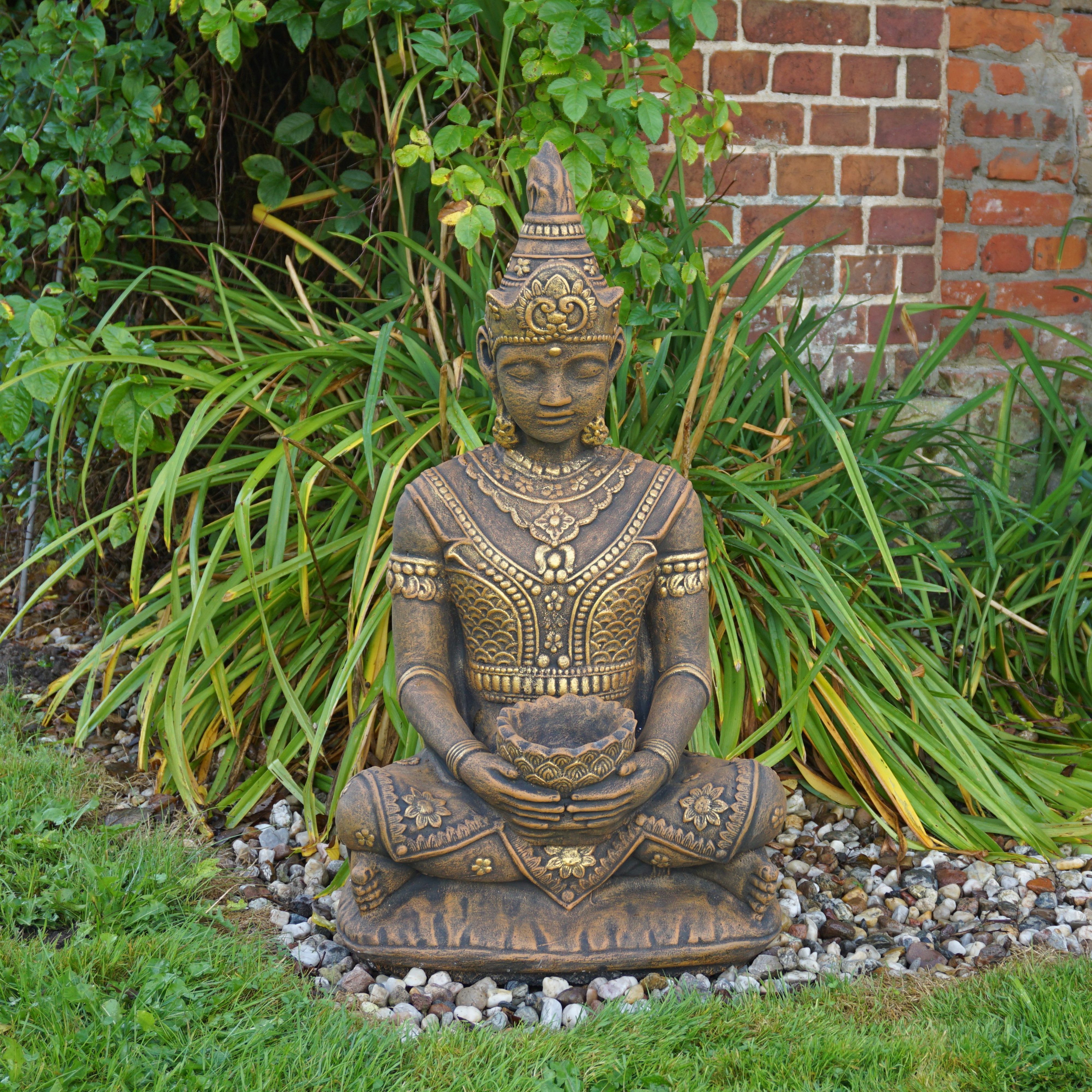 gartendekoparadies.de Gartenfigur Thailändische Buddha Statue, H. 80 cm, 75 kg, Frostsicher