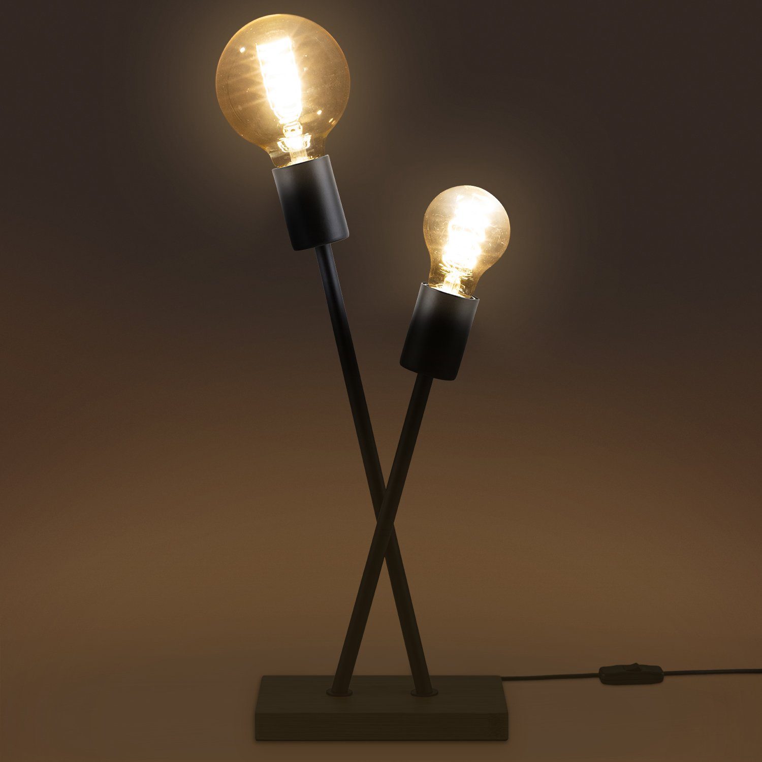 Stehlampe Vintage Design Wohnzimmer Lampe E27 LED Home Retro Leuchtmittel, IKS, Tischleuchte Industrial Paco ohne