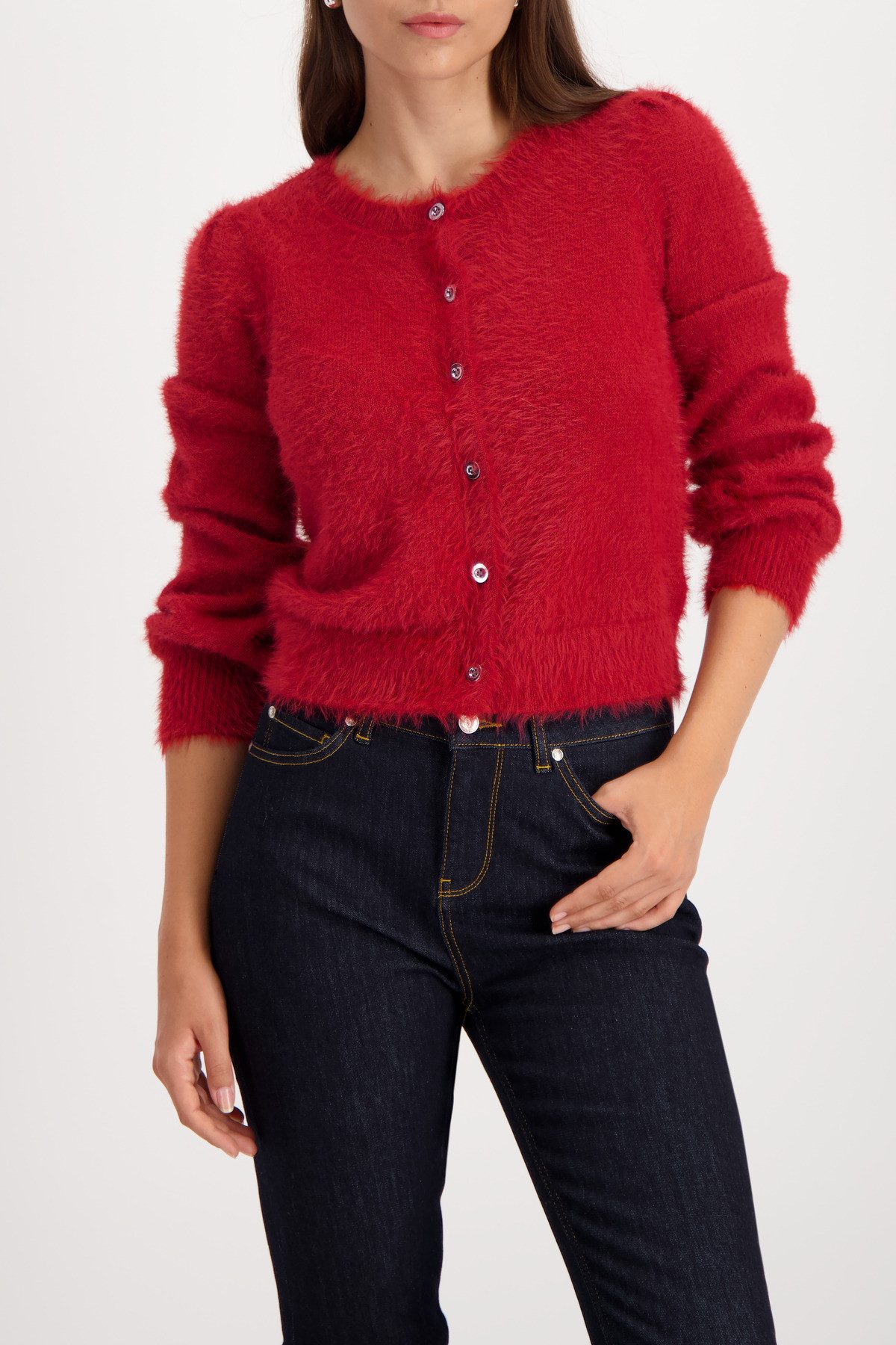 Monari Strickjacke Regular fit mit Rundhalsausschnitt