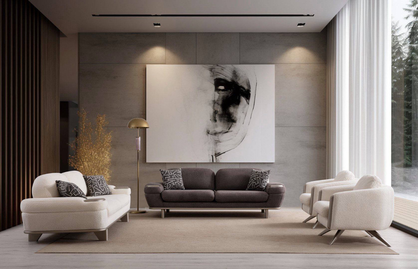 JVmoebel Polstergarnitur JVMoebel Couchgarnitur in mehrfarbigem Design aus hochwertigem Textil, (Set, 4-tlg)