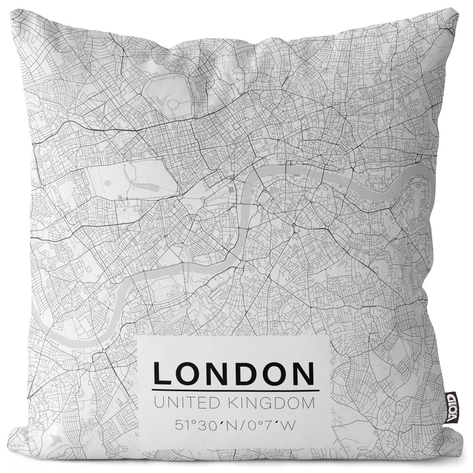 Big Stadtteil Straßen Ben reisen Kissenbezug, Großbritannien Geografie Stück), Landkarte Stadt Stadtplan London (1 Sofa-Kissen Landschaft England Hauptstadt VOID urban