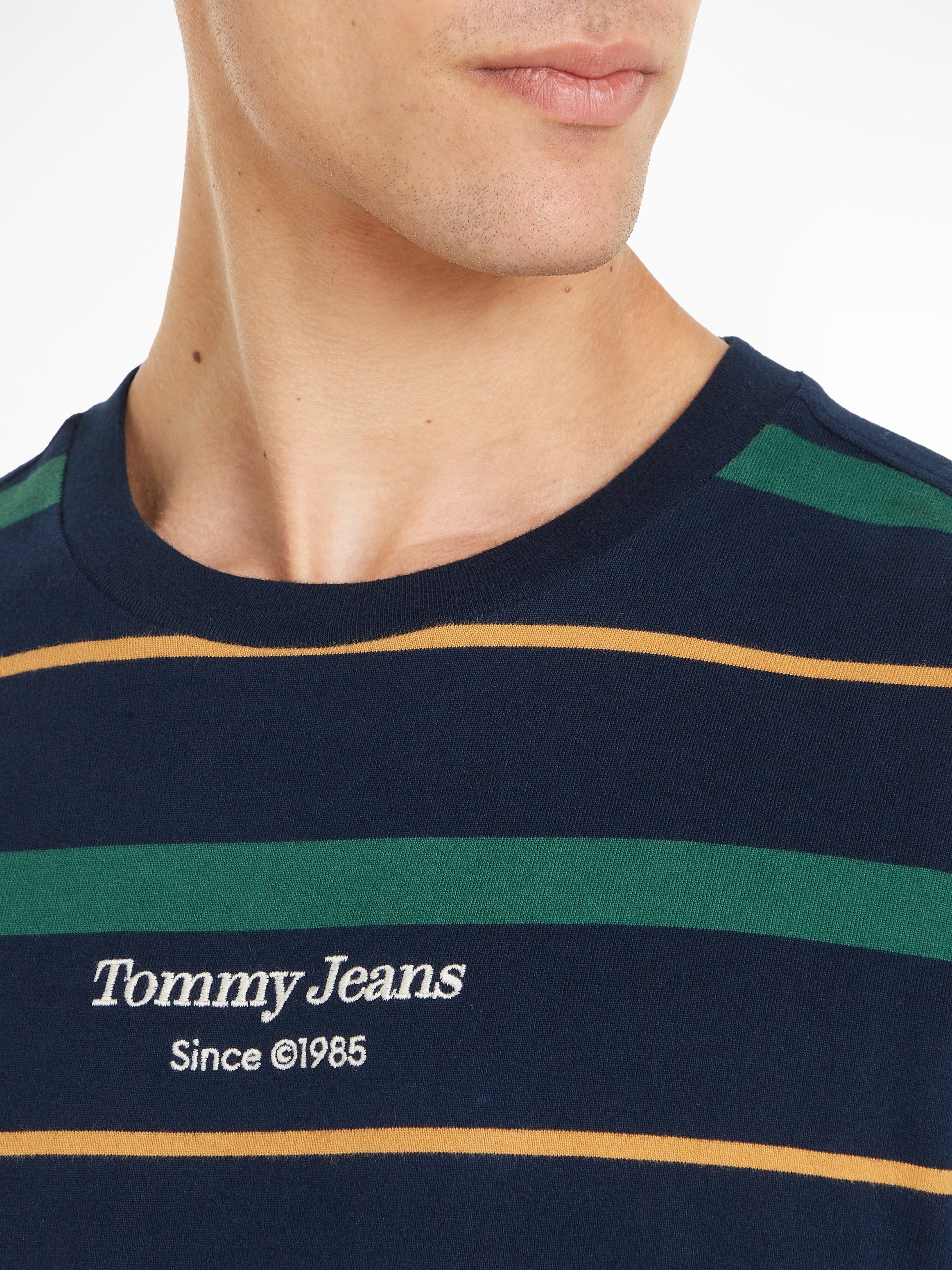 Tommy Jeans Langarmshirt Schriftzug REG LS Tommy STRIPE Hilfiger TJM mit TEE