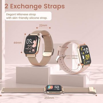 SWGOTA Smartwatch (1,85 Zoll, iOS Android), Damen 2023 Telefonfunktion IP68 Wasserdicht Armbanduhr Schrittzähler