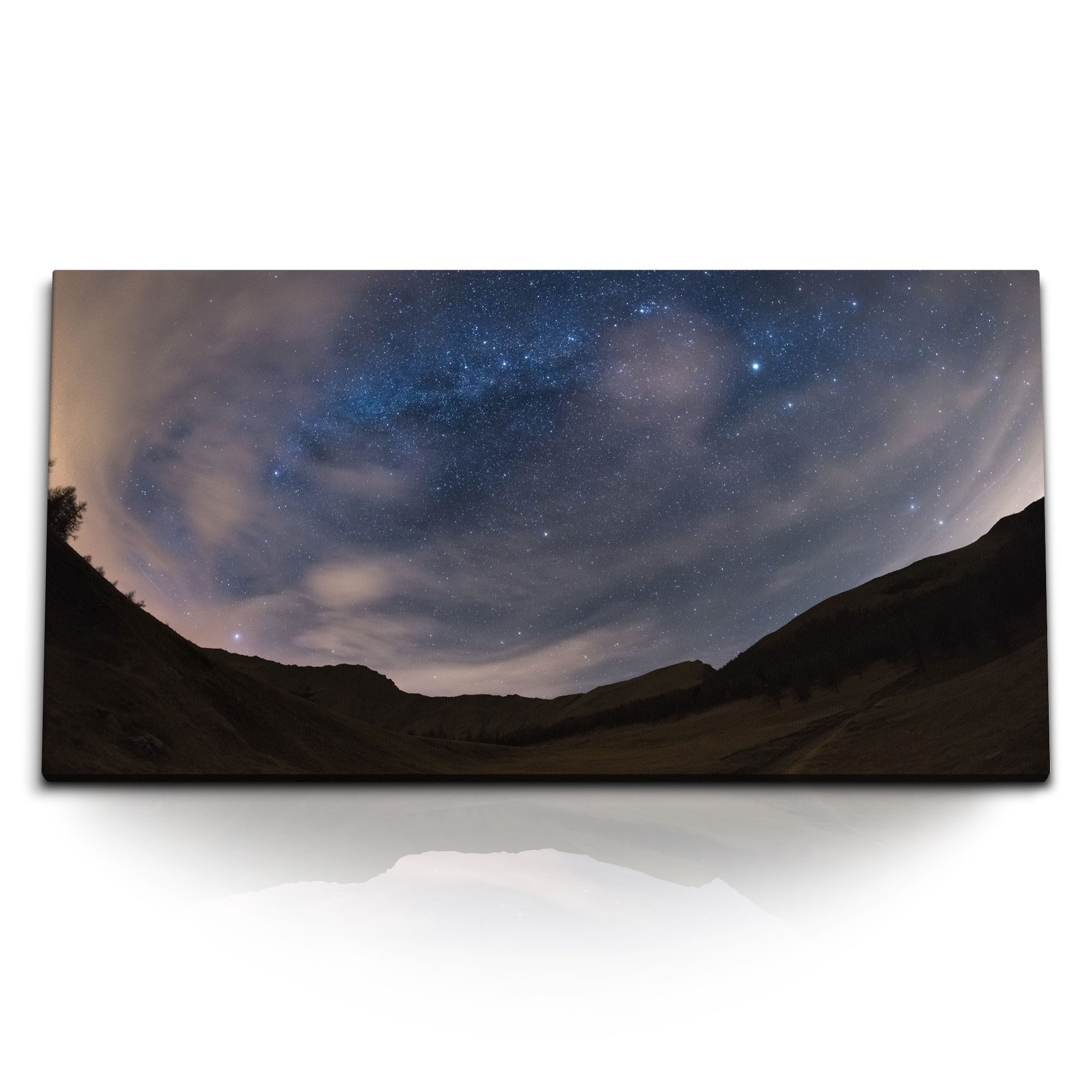 Leinwandbild Kunstdruck Bilder 120x60cm Astrofotografie Berge Sterne Galaxie Milchs