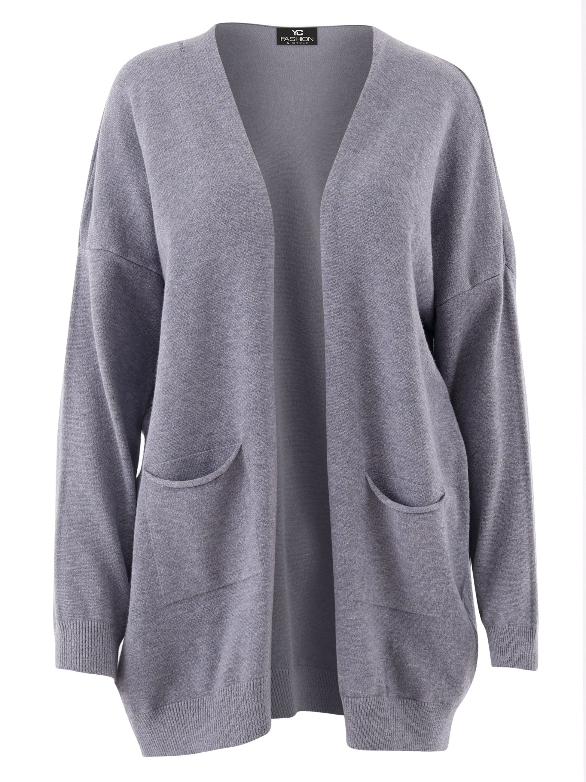 YC Fashion & Style Cardigan Offene Strickjacke mit aufgesetzten Taschen – One Size (34–42) in Unifarbe