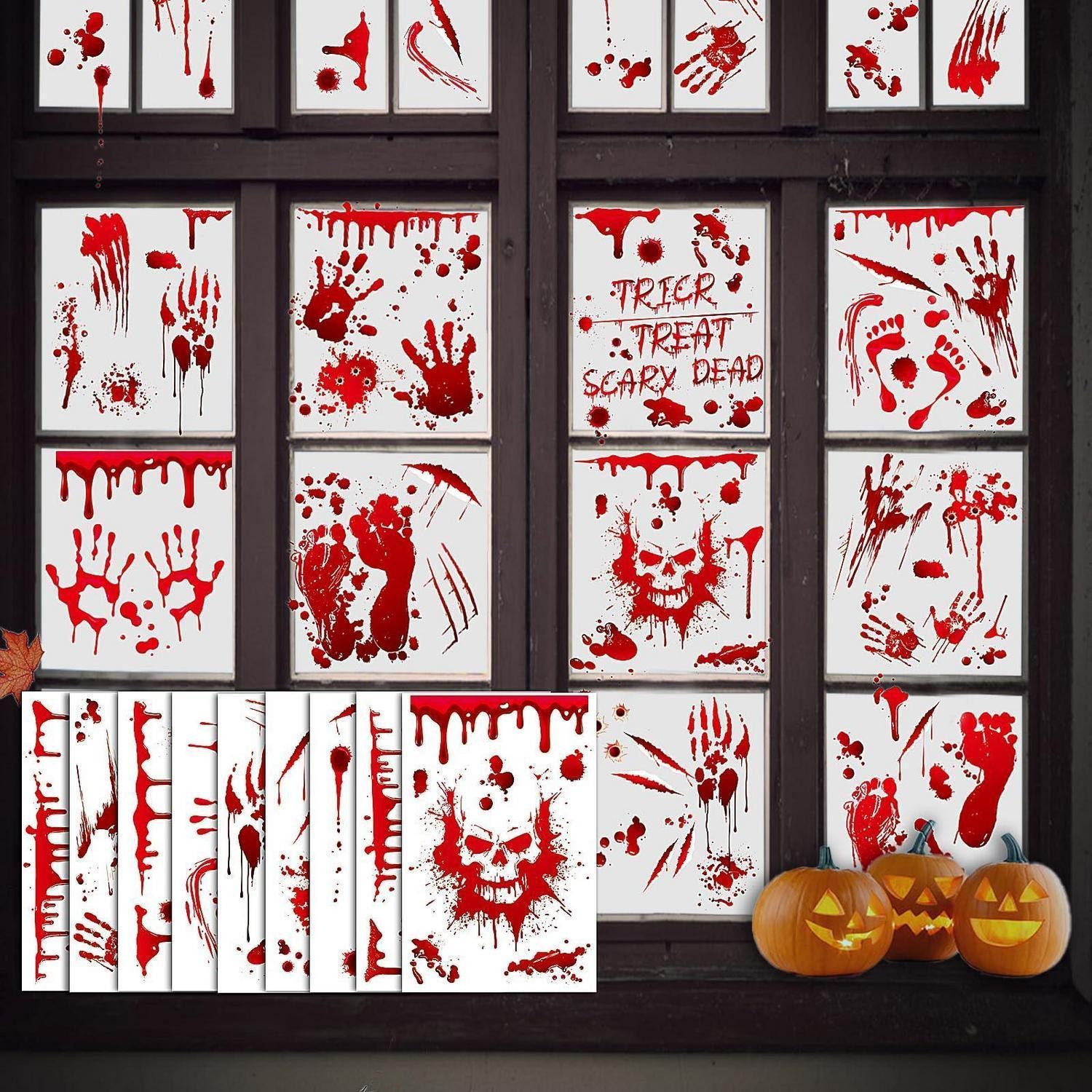 LuxusKollektion Fensterbild Halloween Fensteraufkleber 9 Blätter Skelett Schädel