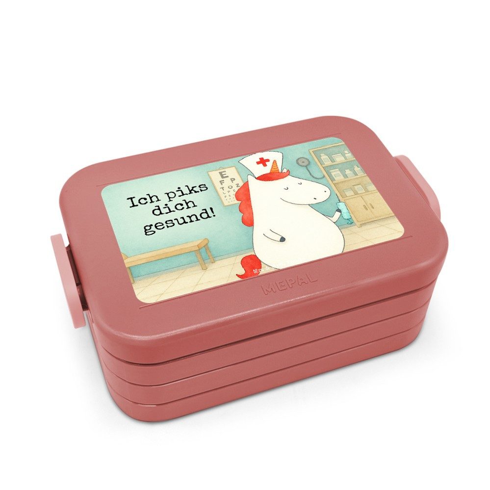 Mr. & Mrs. Panda Butterdose Einhorn Krankenschwester Design, Bento Box, Rot Pastell, Box, Kranken, Polypropylen lebensmittelecht, (Packung), Krankenhaus Essensbox Essensbehälter