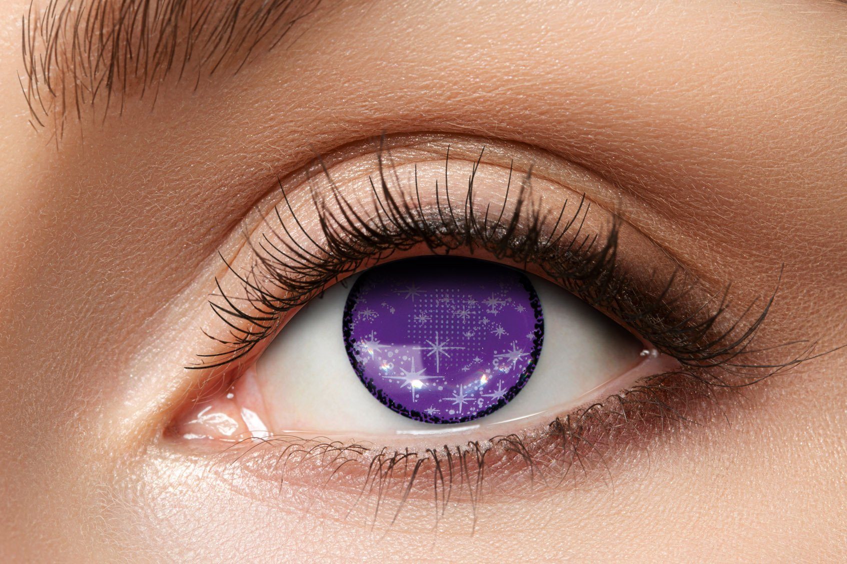 Eyecatcher Farblinsen Galaxy Kontaktlinsen. Lila Farblinsen Galaxis