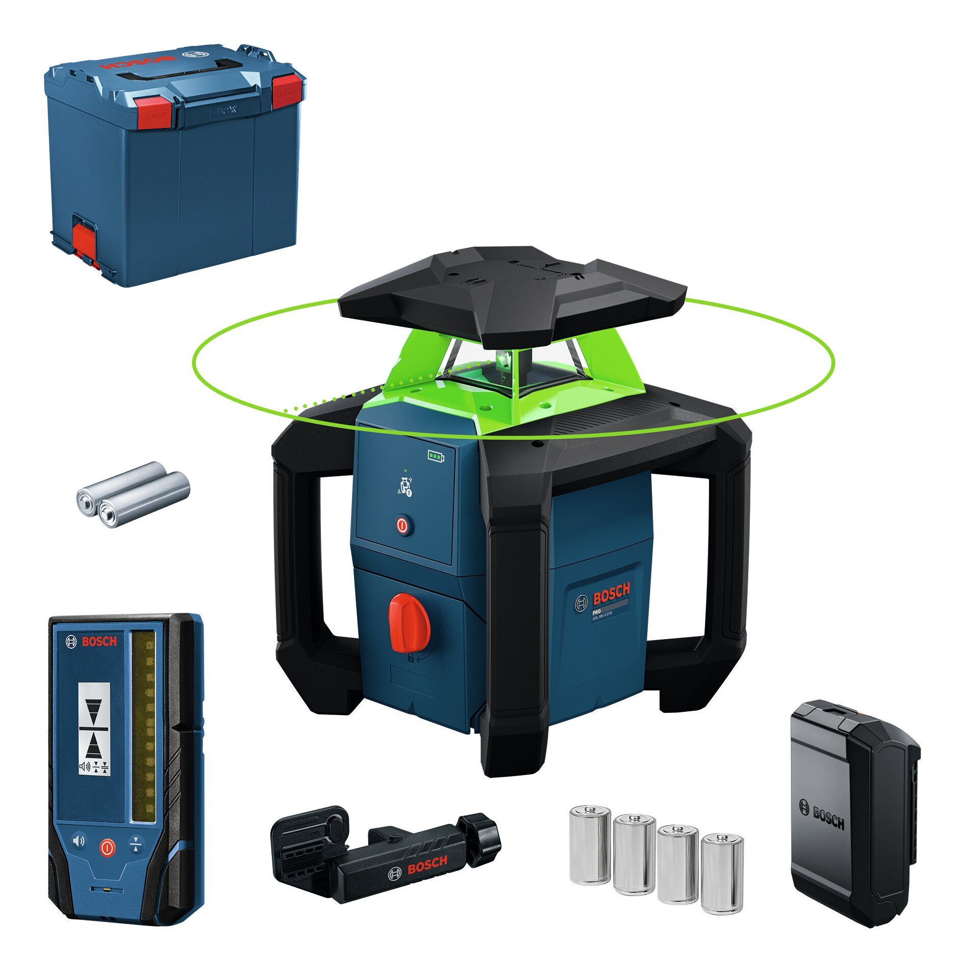 BOSCH Punkt- und Linienlaser GRL 18V-3-31G, Rotationslaser Ohne Akku - in L-BOXX 374