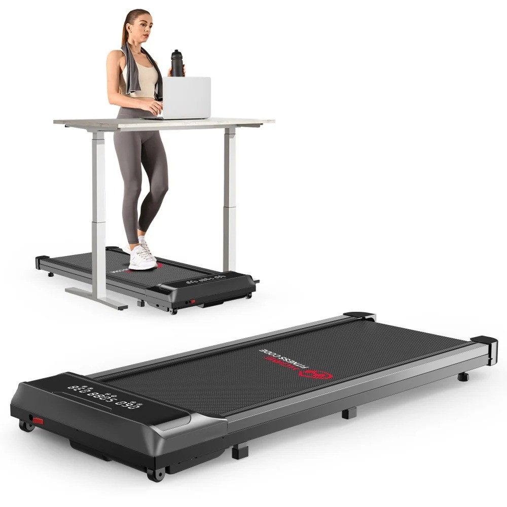 Hamlody Laufband Klappbare Laufbänder für Zuhause, 1-10 km/h, Bürstenloser Motor (LCD-Display, leise, platzsparend und Fernbedienung, Mit Fallschutzclip), Walking Pad für Zuhause Klein Laufpad mit Werkzeugsatz