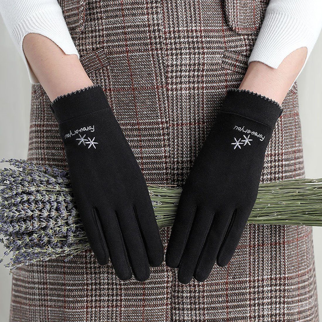 Winter Reithandschuhe, Warme Damenmode Touchscreen Schwarz Handschuhe Fleecehandschuhe DÖRÖY