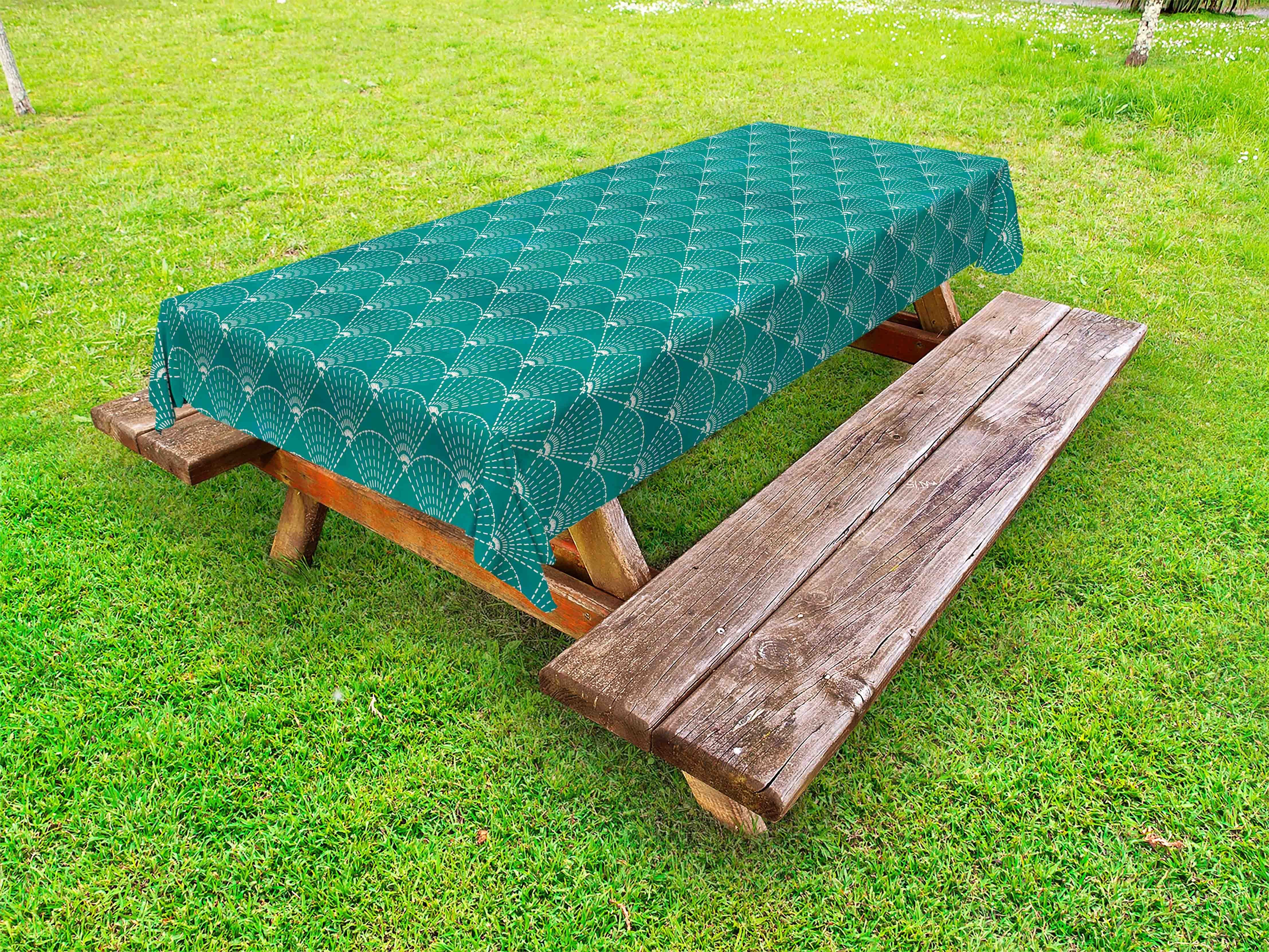 Abakuhaus Tischdecke dekorative waschbare Picknick-Tischdecke, Oriental Grün Japanische Kunst Muster | Tischdecken