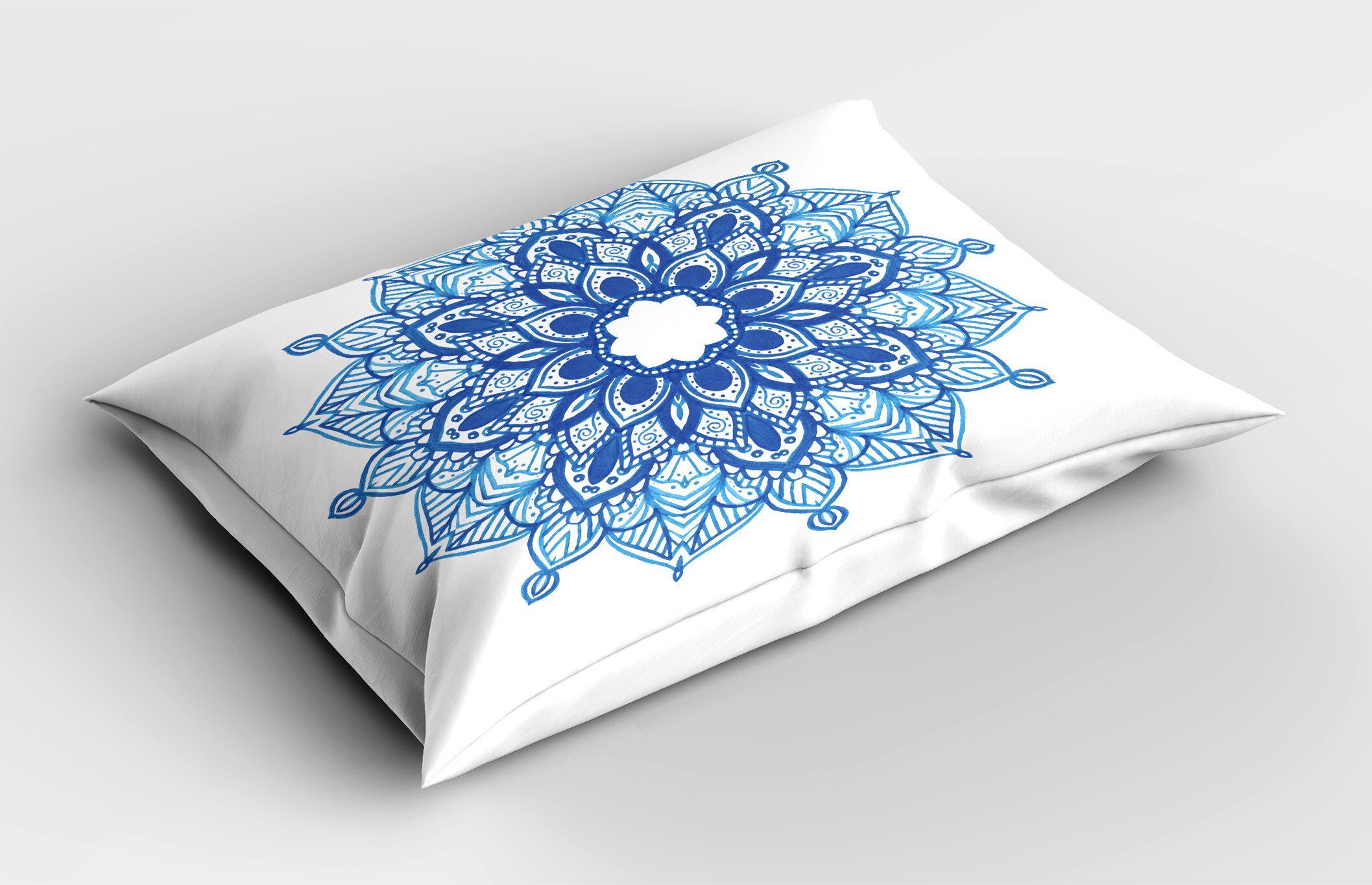 Kissenbezüge Dekorativer Standard Ethnische Ornament Stück), Gedruckter Abakuhaus Blume Mandala Kissenbezug, (1 Blauer King Size