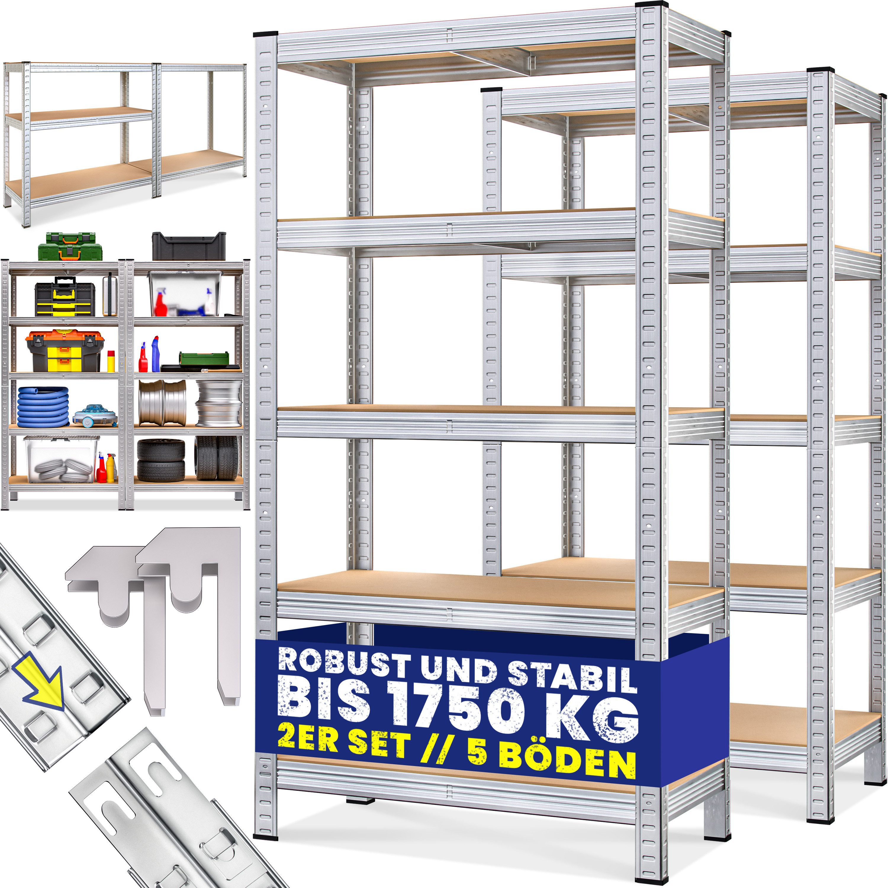 monzana Schwerlastregal, 2x 180x90x40cm Befestigungsmaterial 1750kg günstig online kaufen