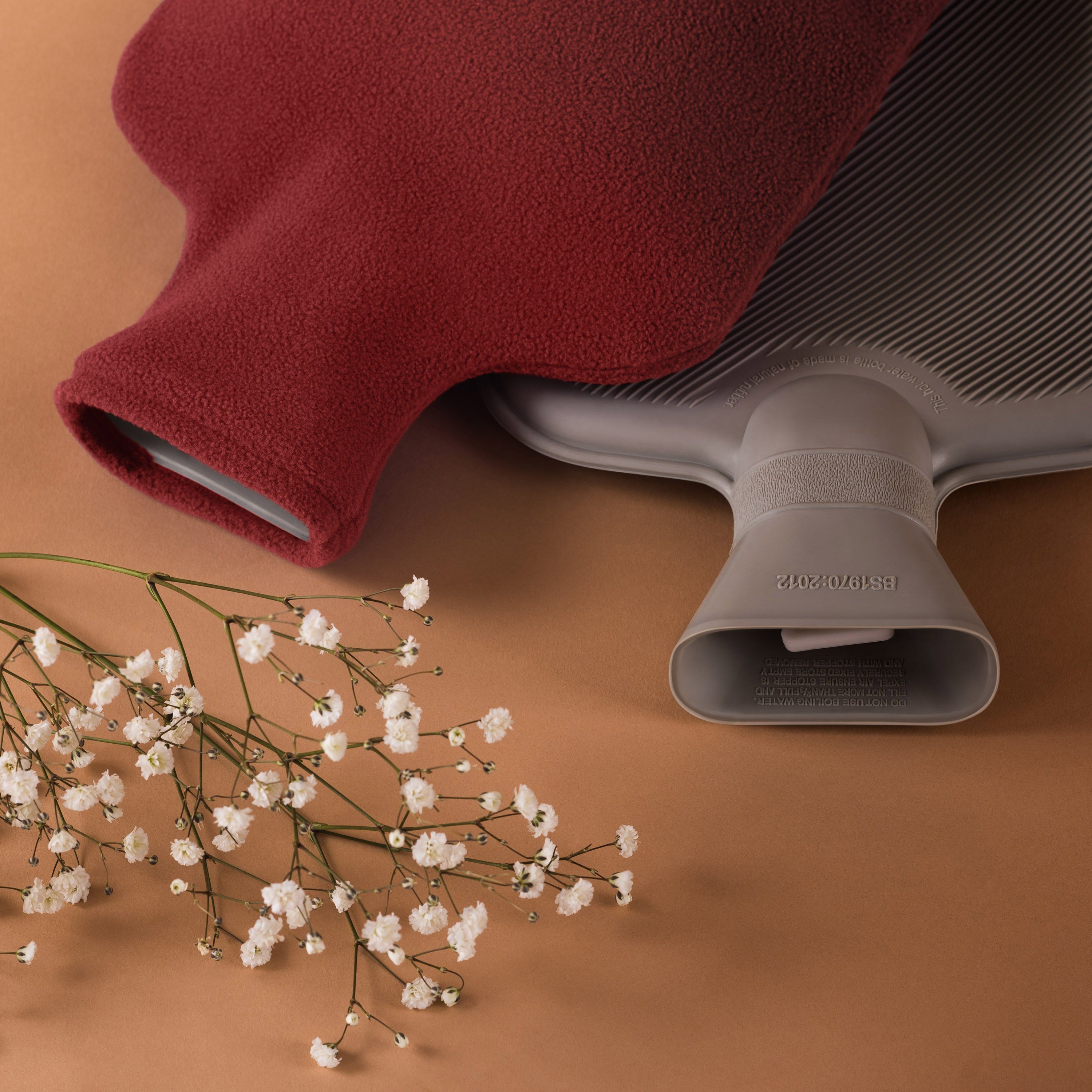 Blumtal Wärmflasche mit Bezug aus Polar Fleece, (für Kinder und Erwachsene, Bettflasche zur Schmerzlinderung, aus Naturkautschuk für Kinder und Erwachsene)
