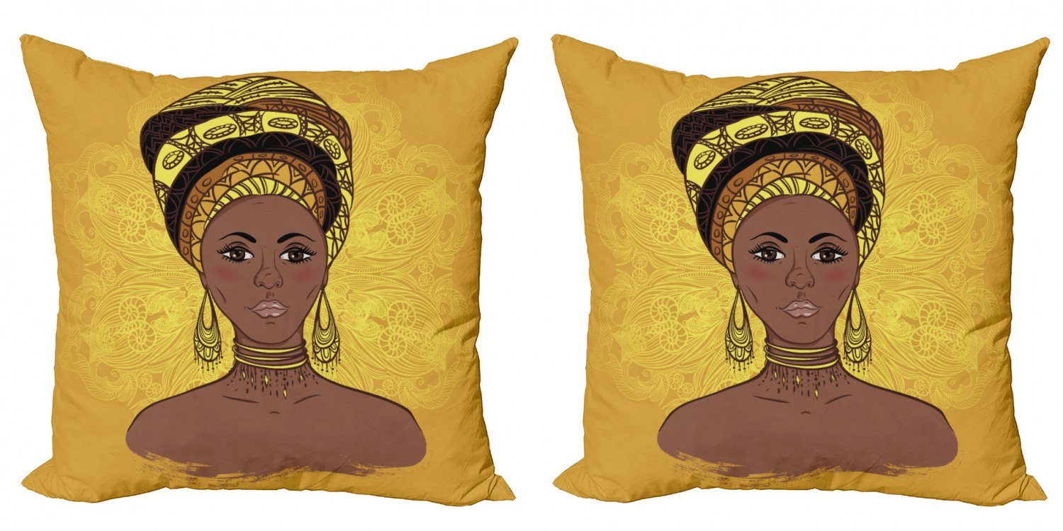 Kissenbezüge Modern Accent Doppelseitiger Digitaldruck, Abakuhaus (2 Stück), afrikanische Frau Porträt