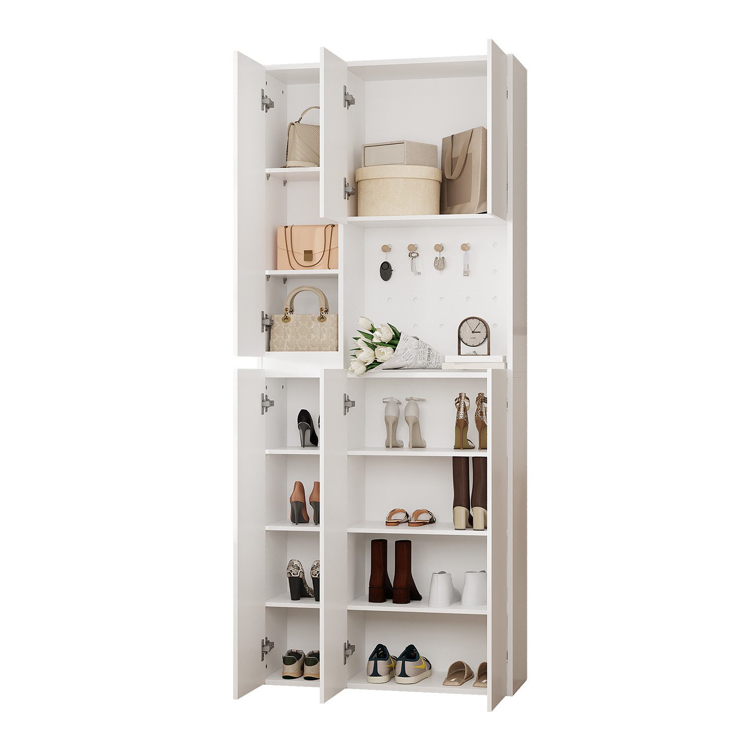 FUFU&GAGA Garderobenpaneel Garderobenpaneel mit Spiegel, weiß, MDF, 75×27×1 günstig online kaufen