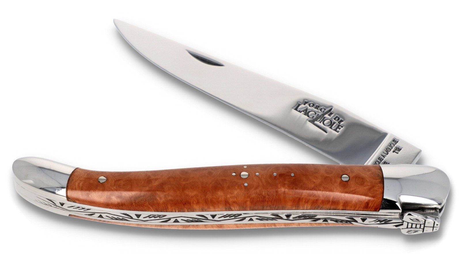 Forge de Laguiole Taschenmesser 1211 IN BR BRI, Griff 11cm Bruyère - Feder verziert - Klinge Backen Stahl glänzend