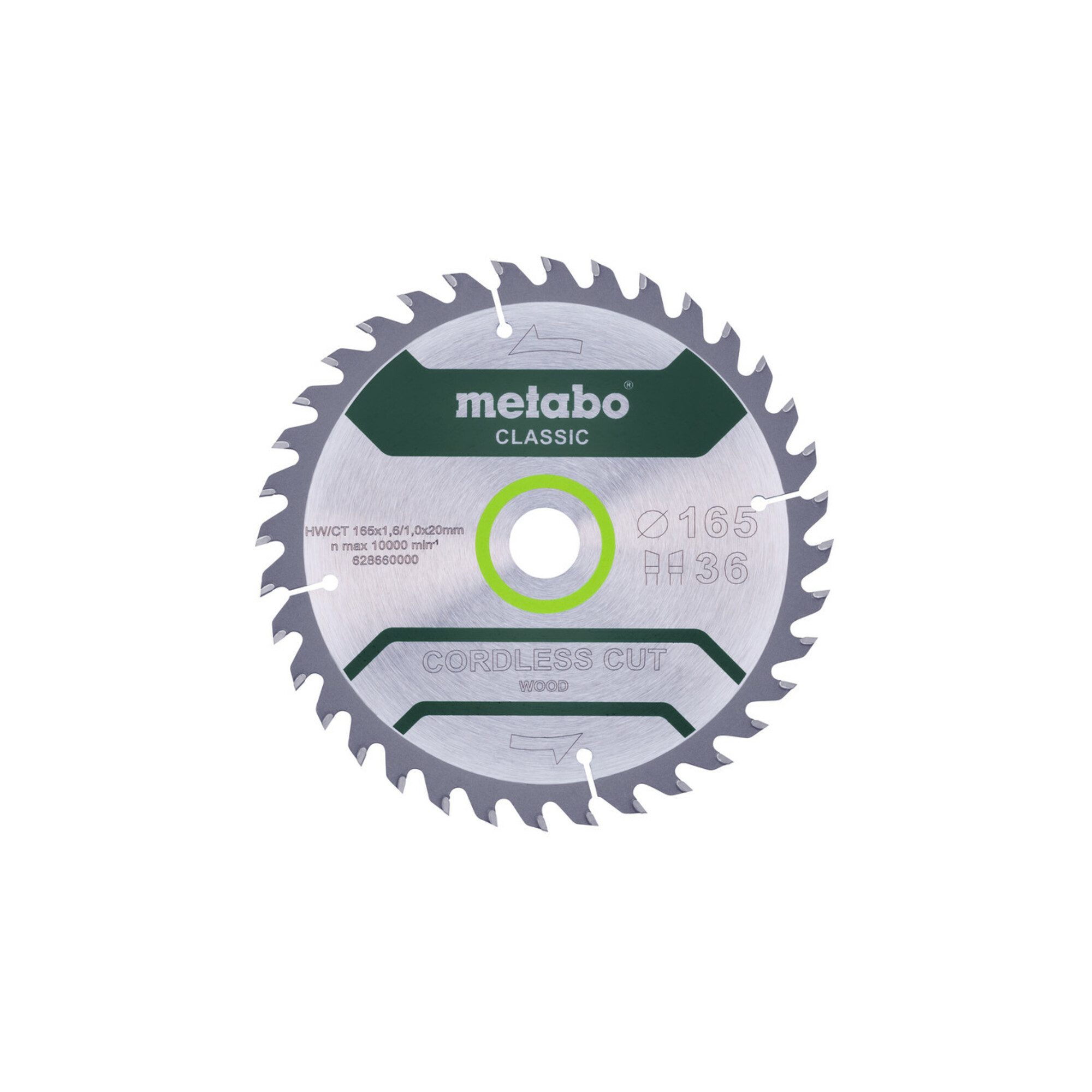 metabo Kreissägeblatt Metabo Sägeblatt "cordless cut wood - classic", 165x1,6/1,0x20 Z36 WZ