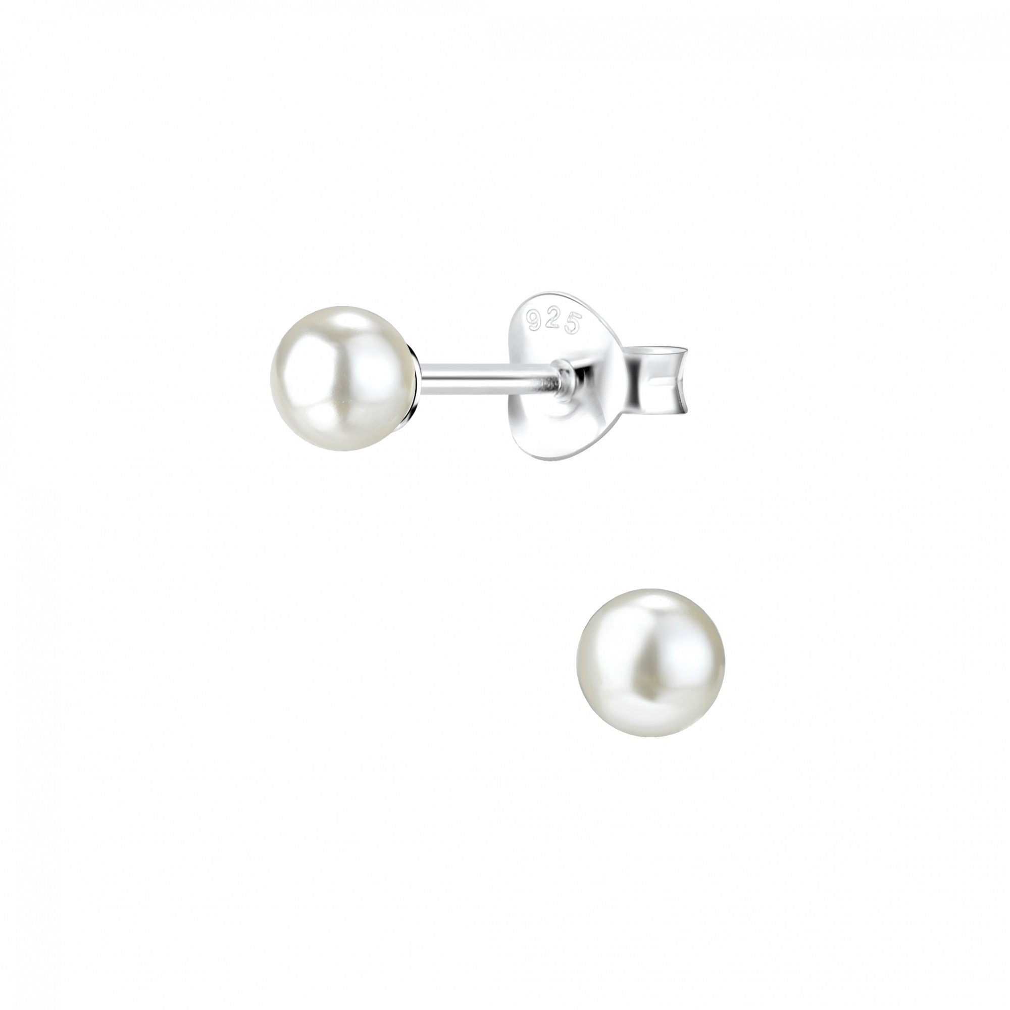 Paar Ohrstecker PERLE classic 4 mm I weiß, 2-tlg.